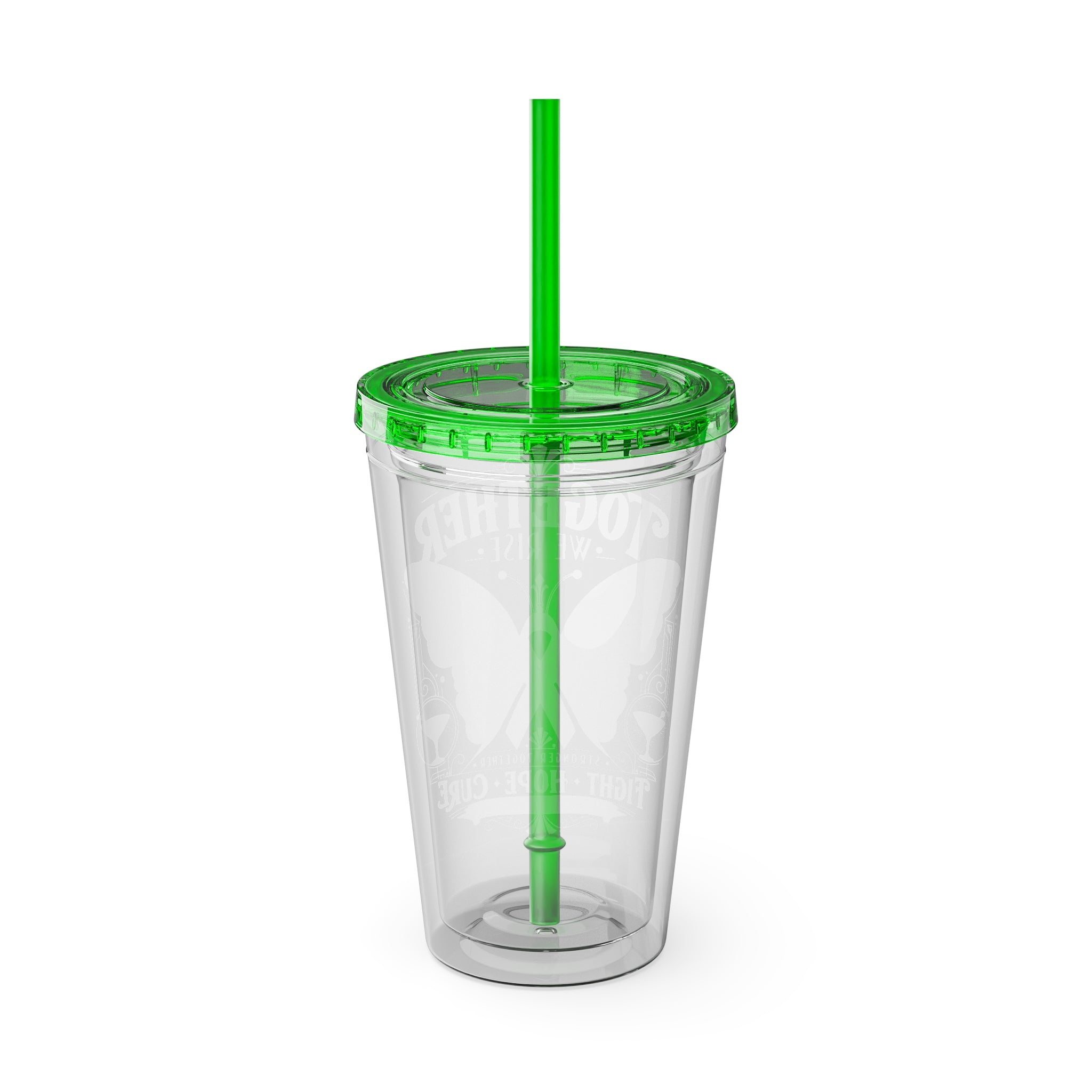 Together We Rise Butterfly Breast Cancer 16oz Tumbler with Straw