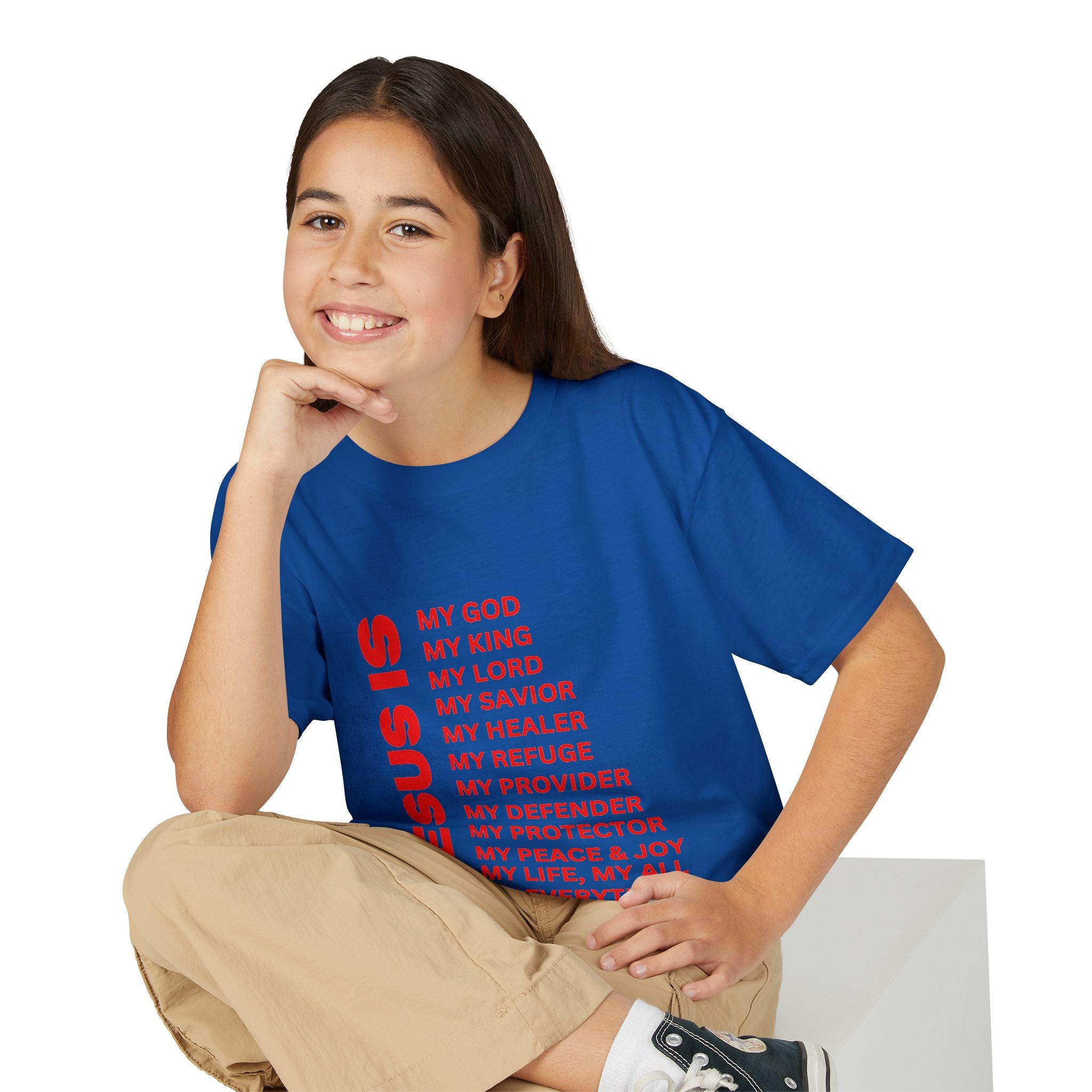 Christian JESUS IS Youth Short Sleeve - Red