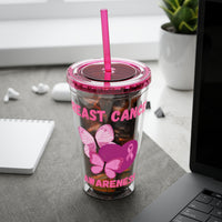 Breast Cancer Awareness 16oz Tumbler with Straw - Butterfly, Heart