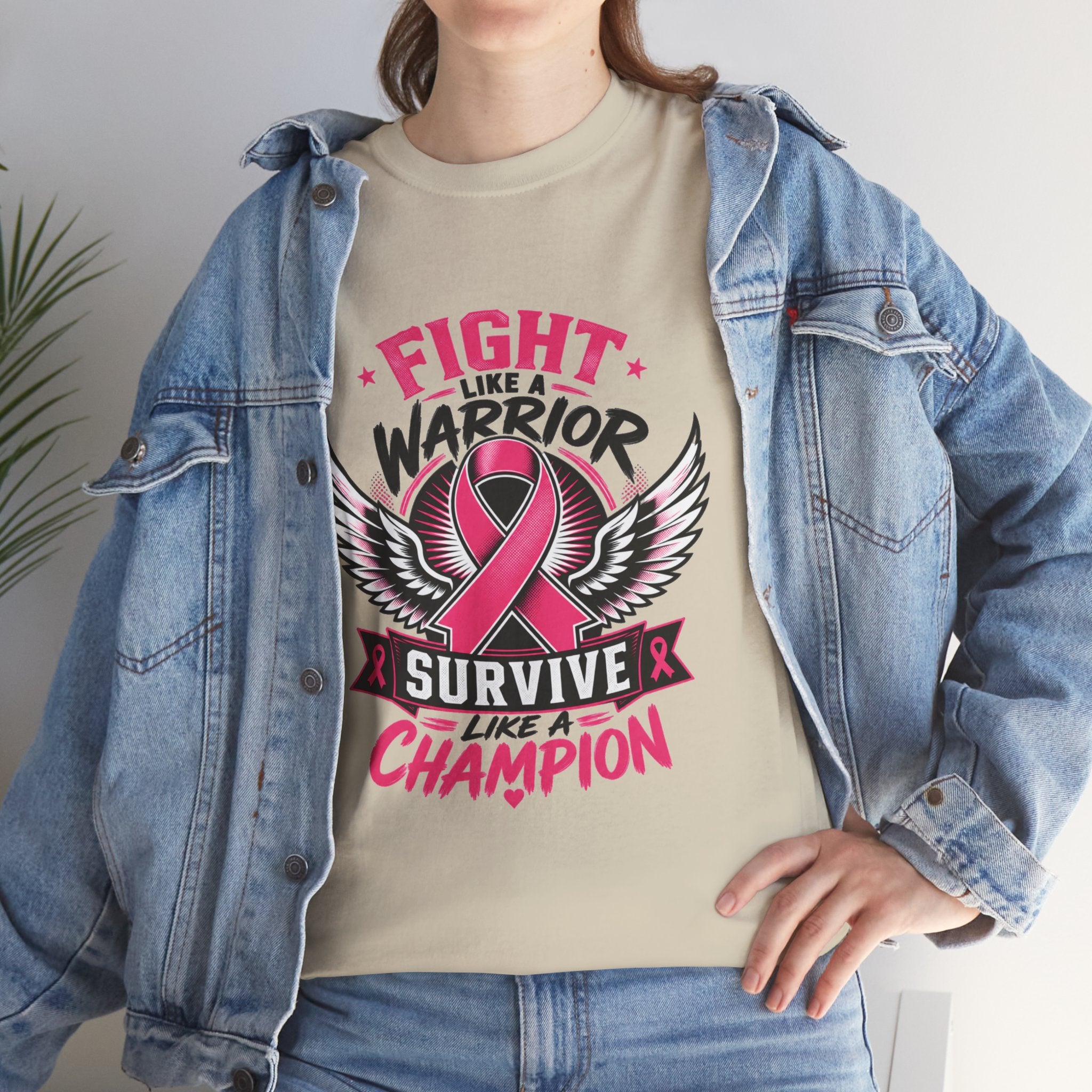 Fight Like a Warrior, Survive Like a Champion Breast Cancer Awareness T-Shirt