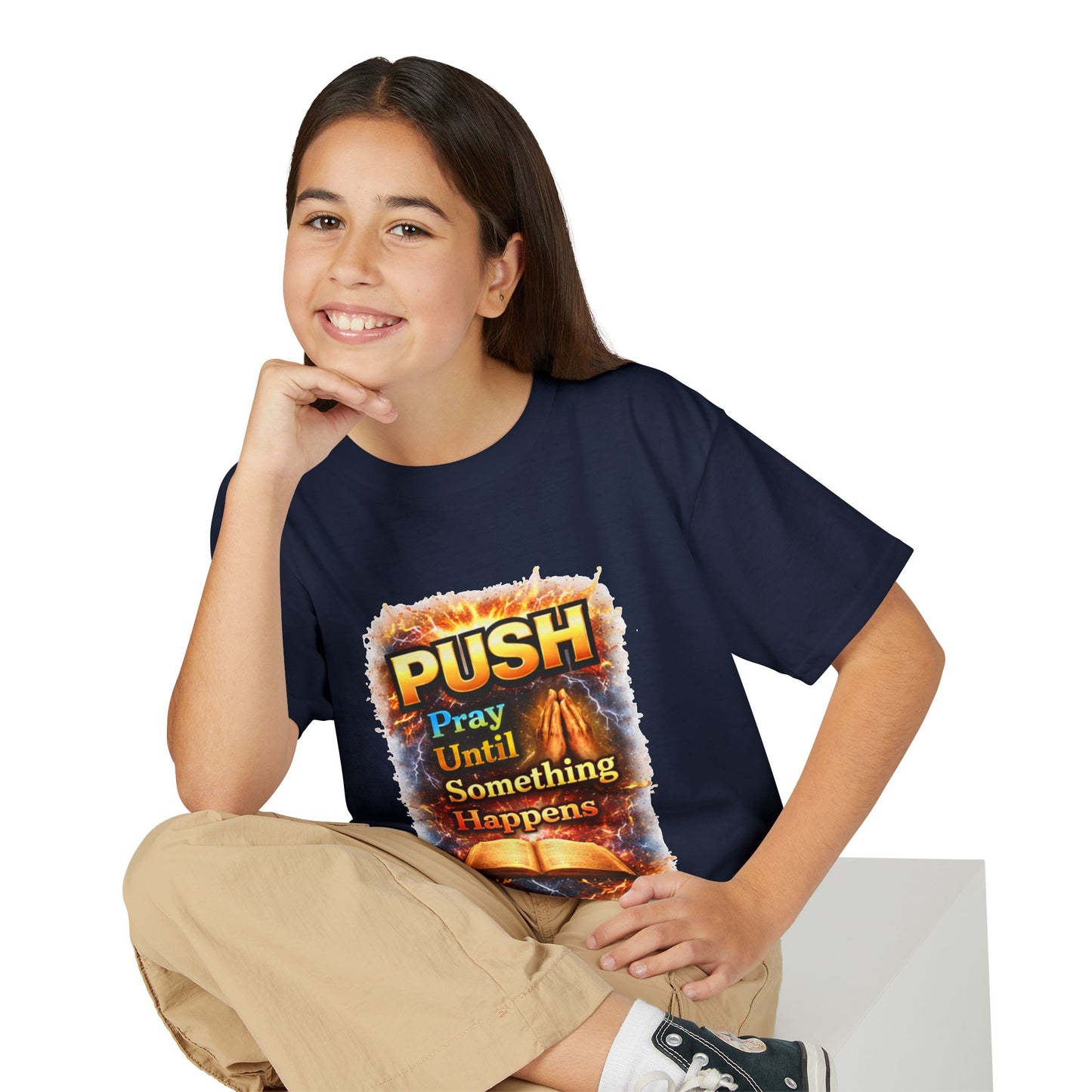 "Push: Pray Until Something Happens" Youth T-shirt - Bible