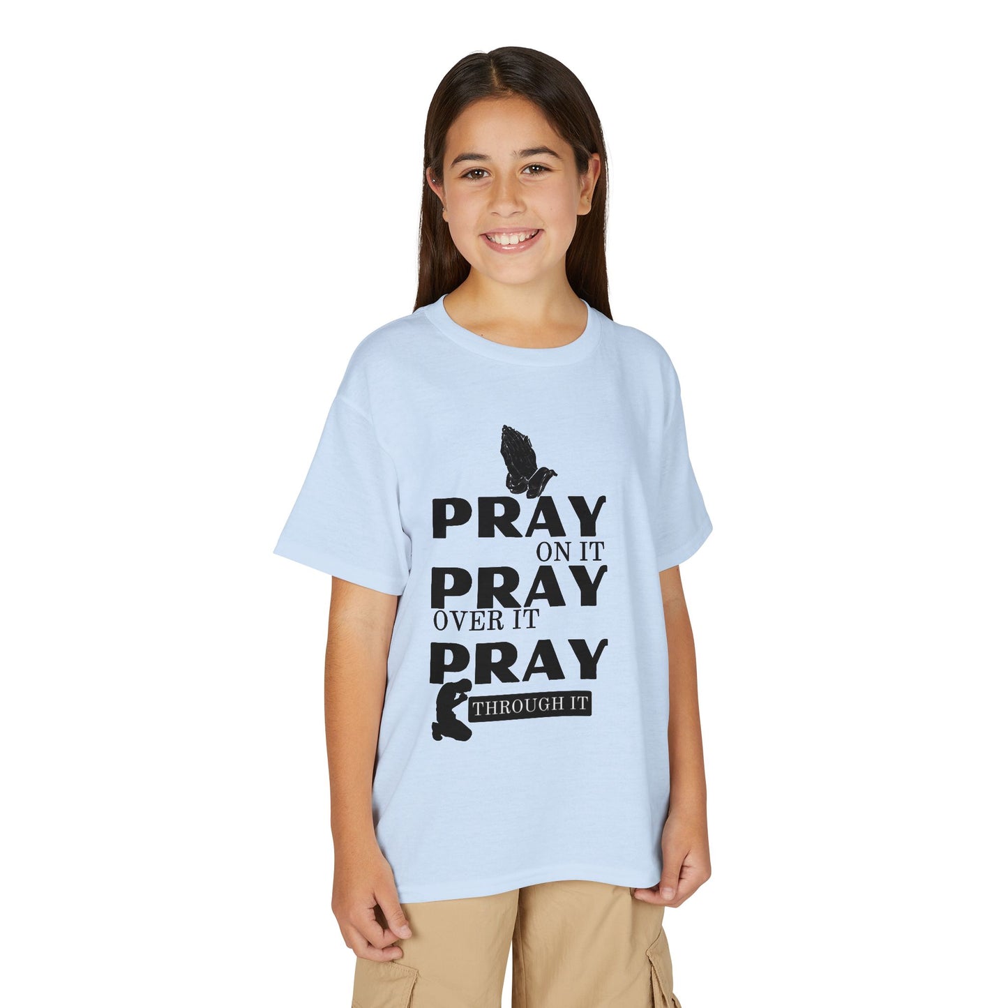 Pray On It, Pray Over It, Pray Through It Youth T-shirt