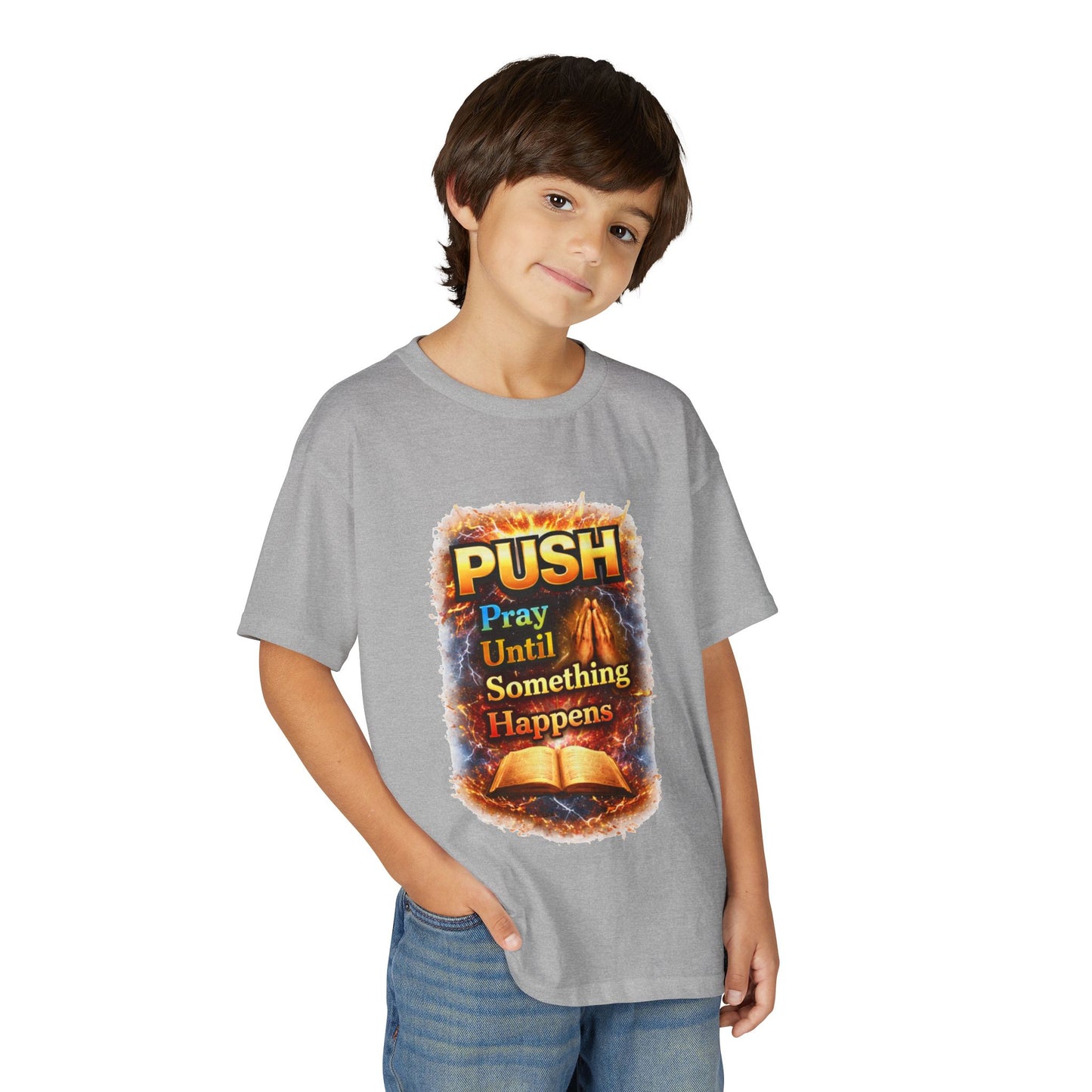 "Push: Pray Until Something Happens" Youth T-shirt - Bible