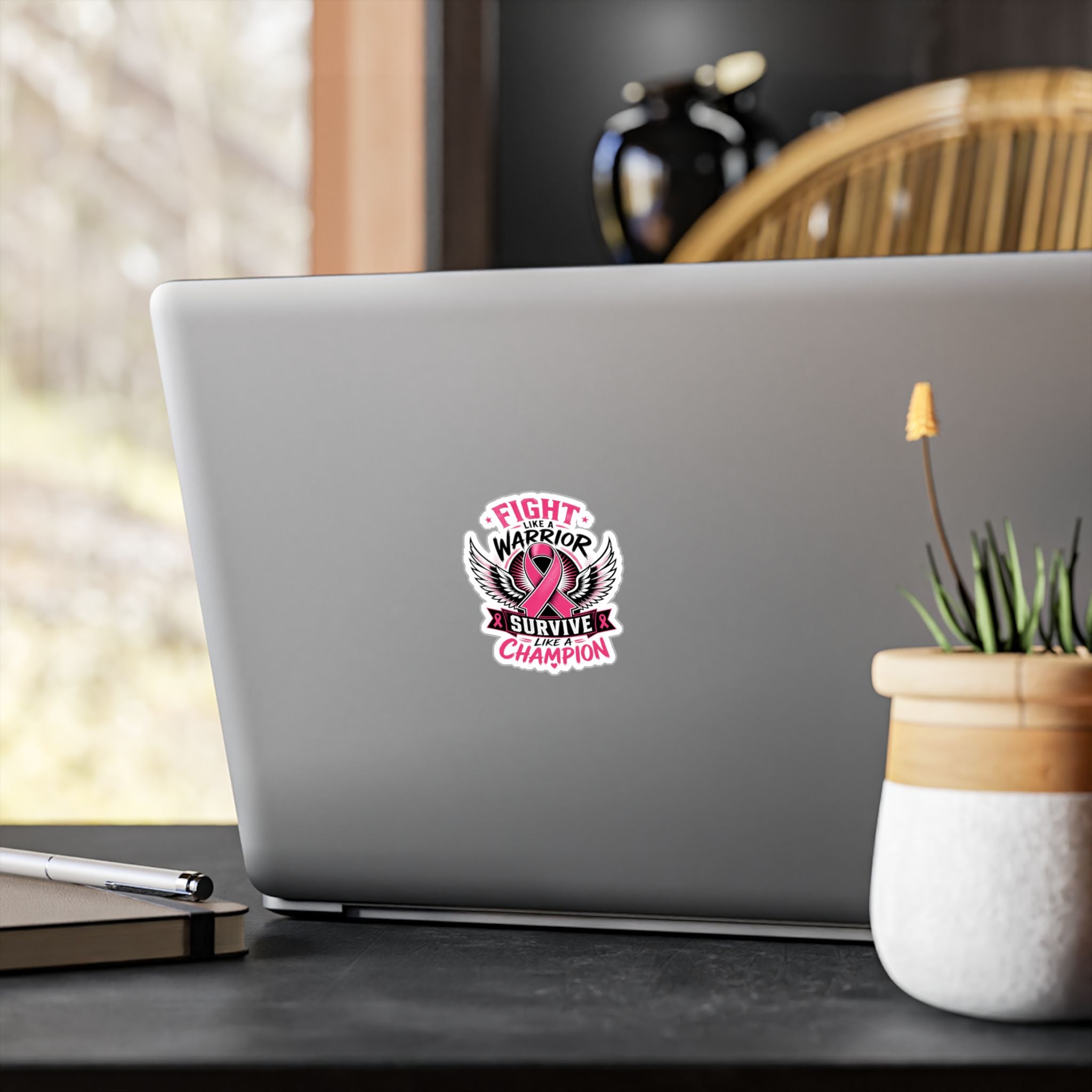 Fight Like a Warrior, Survive Like a Champion Breast Cancer Awareness Vinyl Sticker