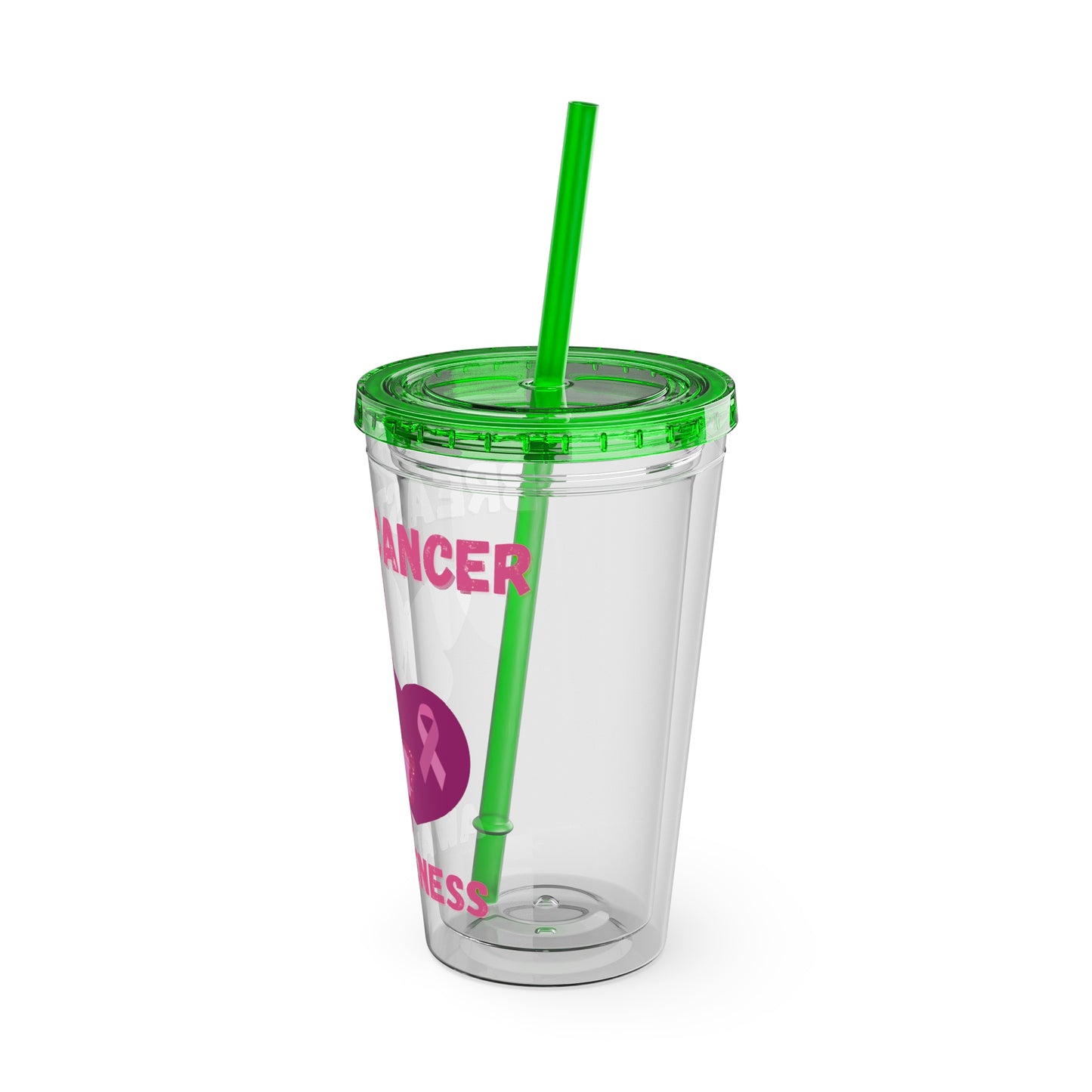 Breast Cancer Awareness 16oz Tumbler with Straw - Butterfly, Heart
