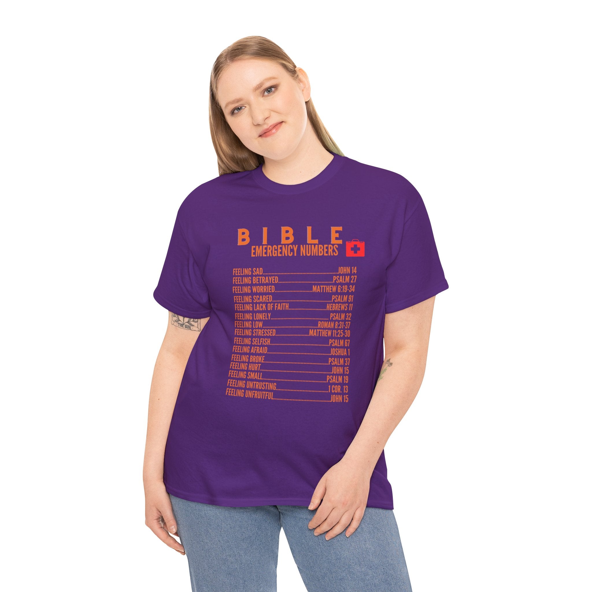 Bible Emergency Numbers Tee - Orange