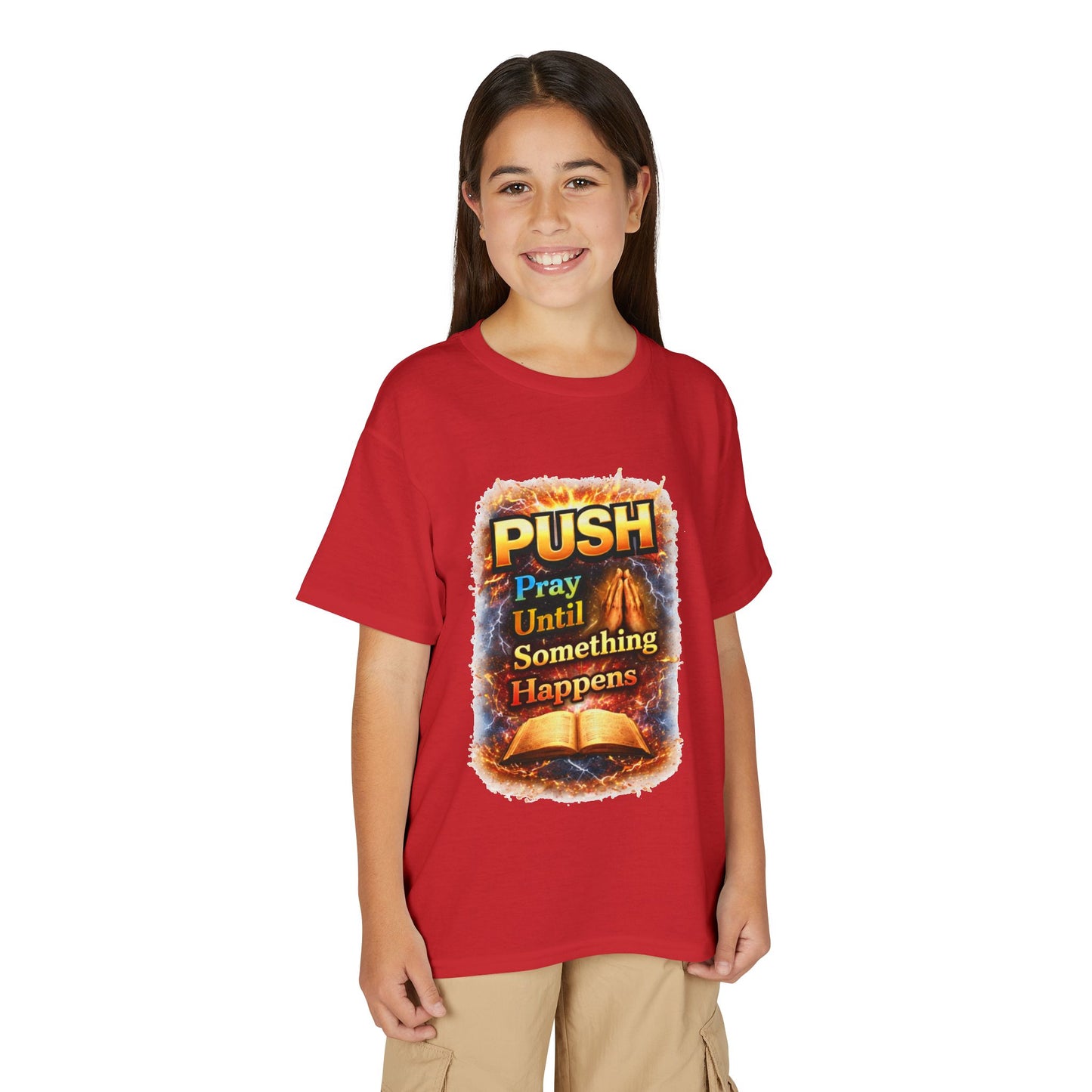 "Push: Pray Until Something Happens" Youth T-shirt - Bible