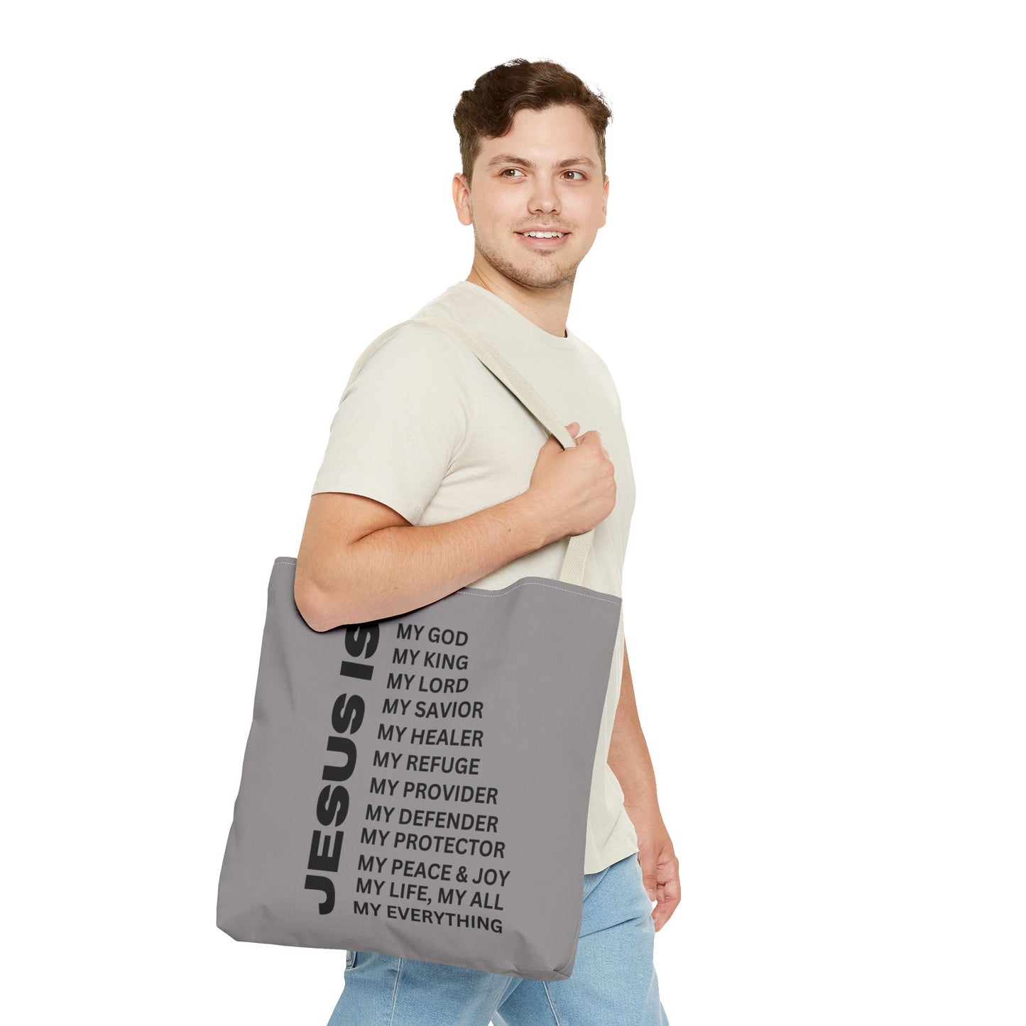Christian JESUS IS Tote Bag - Grey