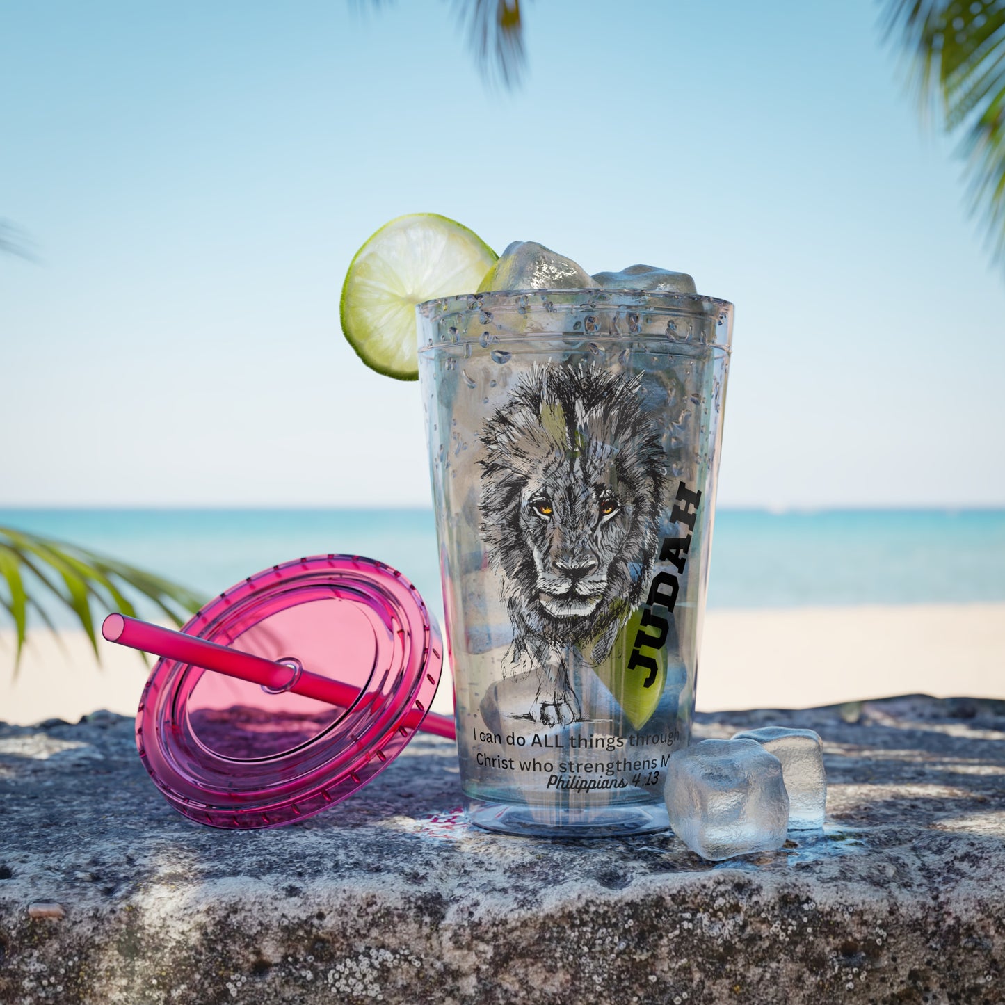 Lion of Judah 16oz Tumbler with Straw