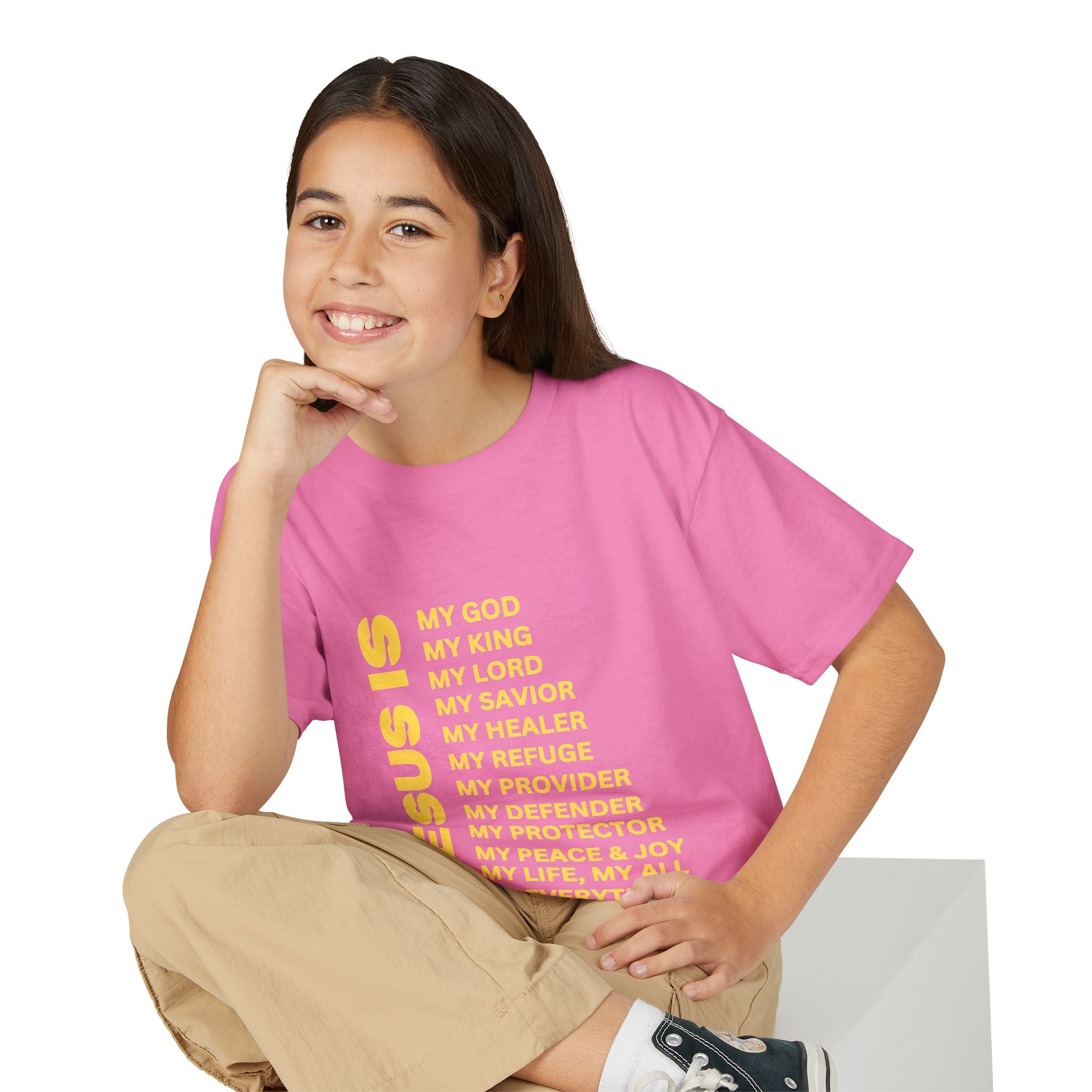 Christian JESUS IS Youth Short Sleeve - Yellow