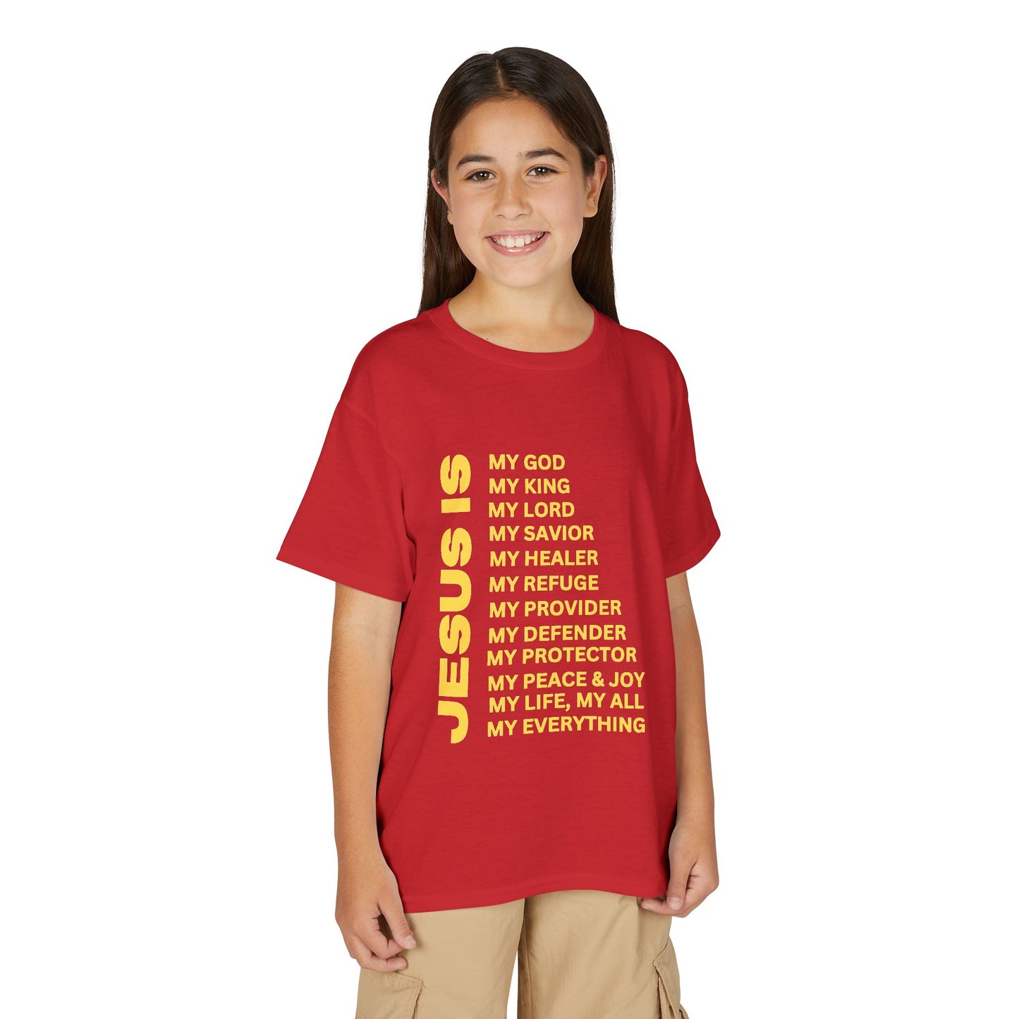 Christian JESUS IS Youth Short Sleeve - Yellow