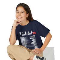 Bible Emergency Numbers Youth T-Shirt — White