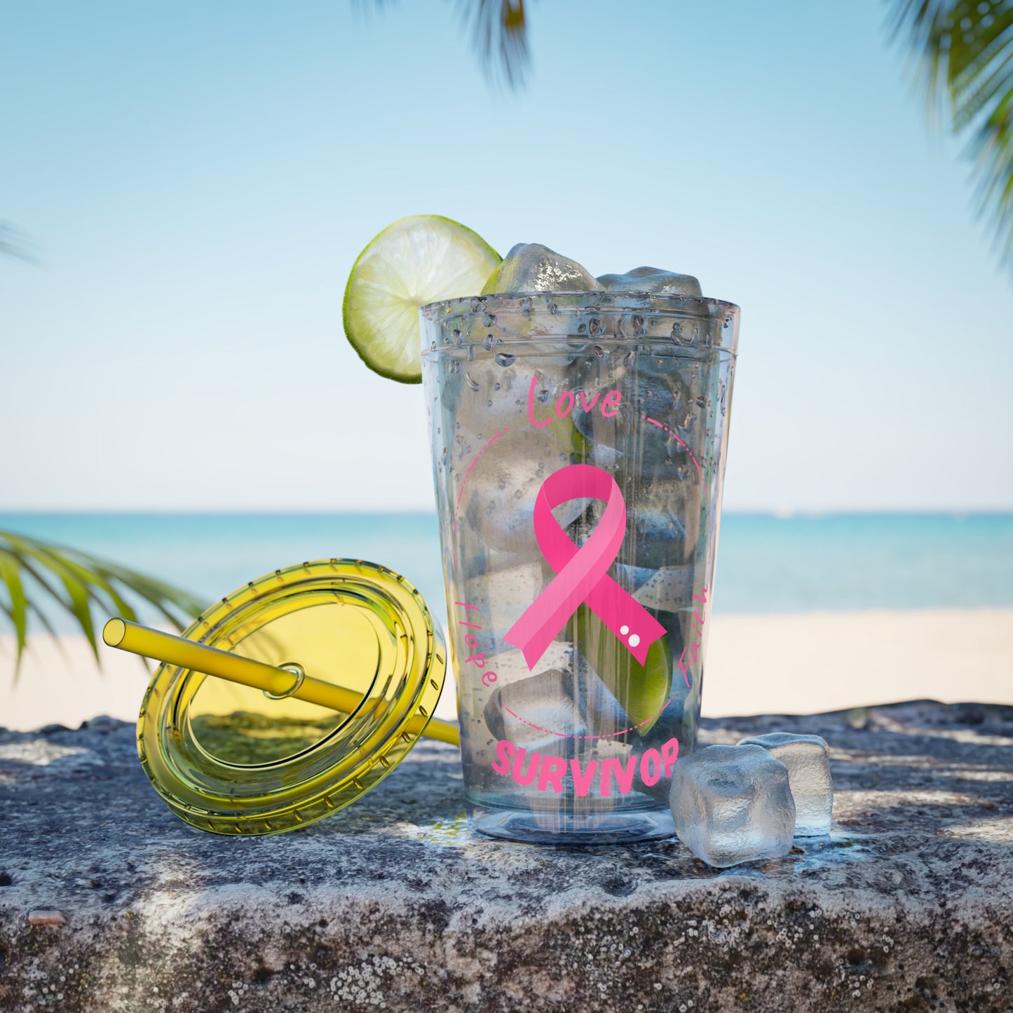 Breast Cancer Survivor 16oz Tumbler with Straw