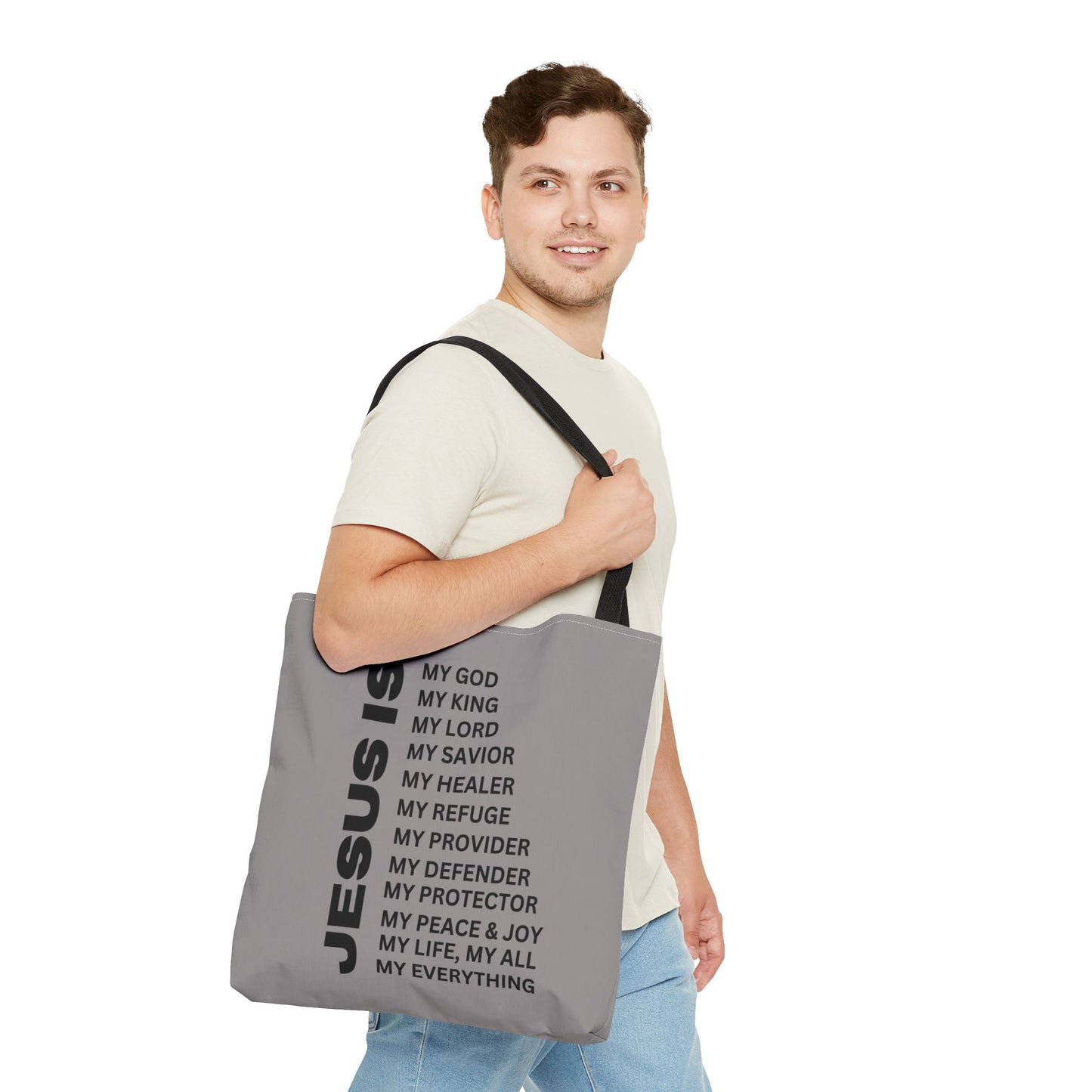 Christian JESUS IS Tote Bag - Grey