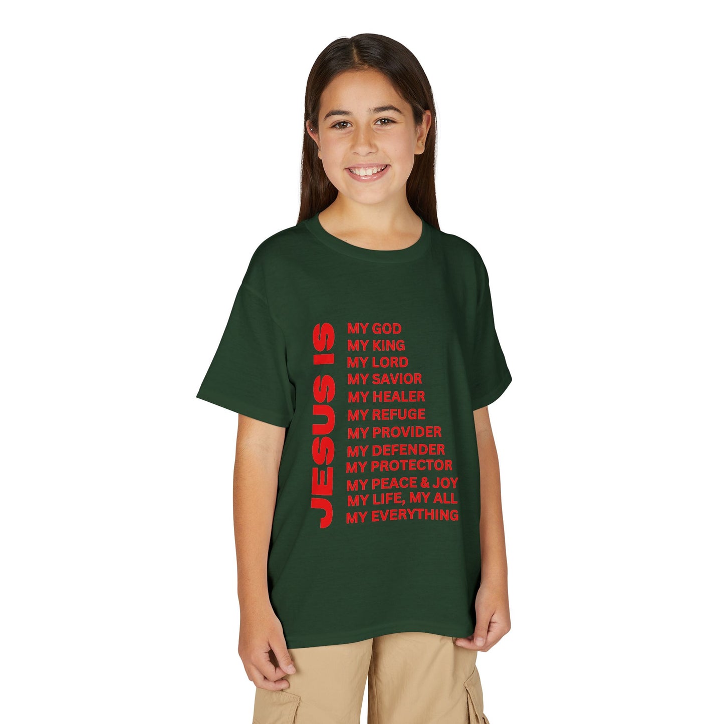 Christian JESUS IS Youth Short Sleeve - Red