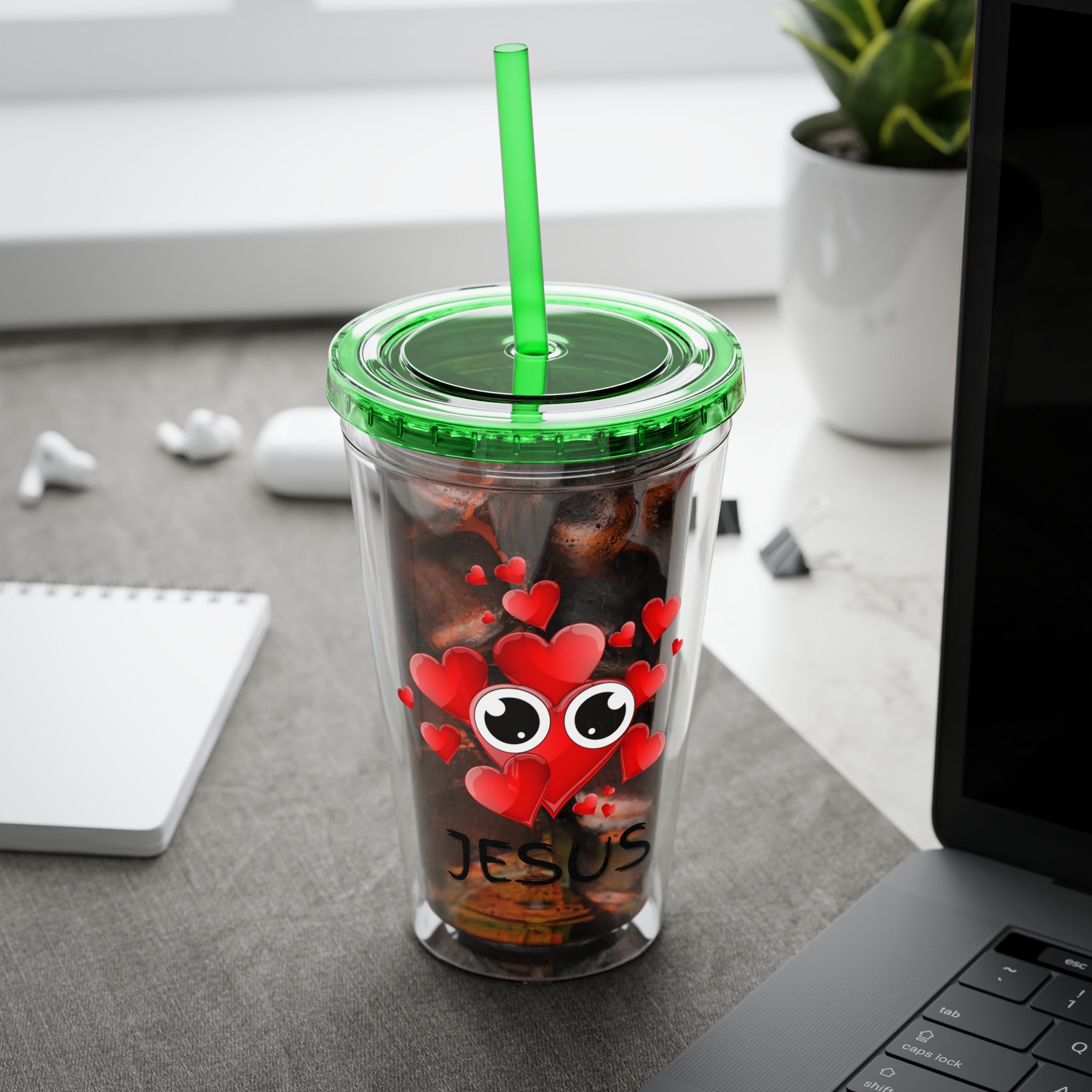 Jesus Heart Love 16oz Tumbler with Straw