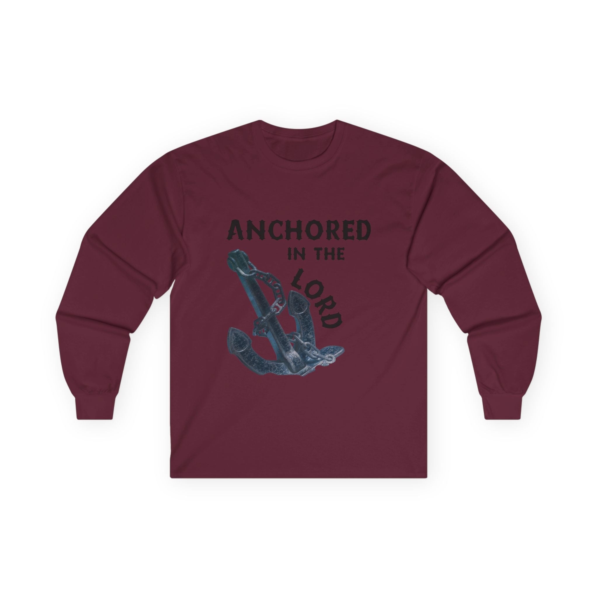 Anchored in the Lord Long Sleeve Tee - Black
