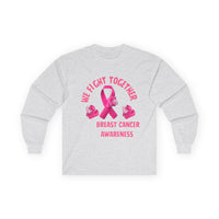 Breast Cancer Awareness Long Sleeve Tee – “We Fight Together” Pink Ribbon
