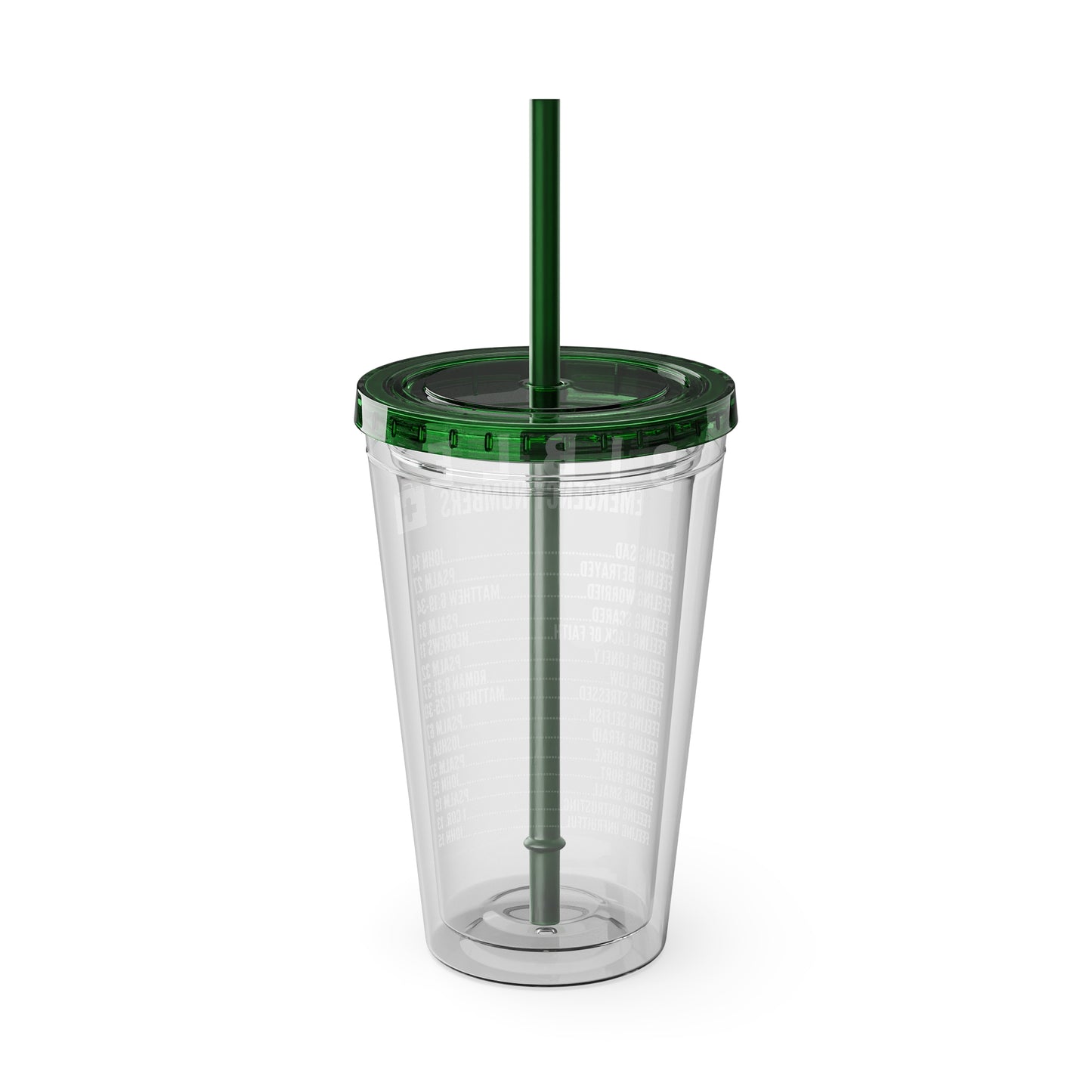 Bible Emergency Numbers 16oz Tumbler with Straw
