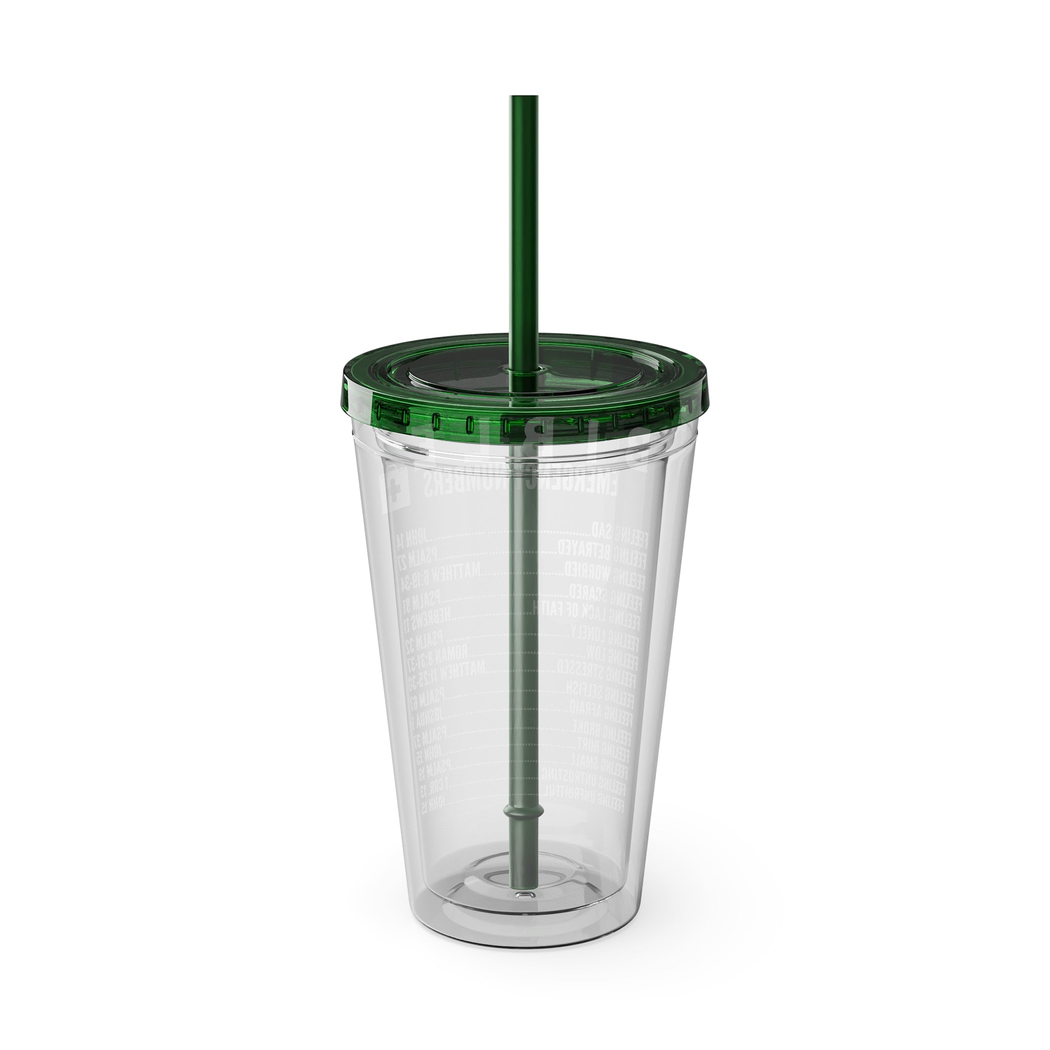 Bible Emergency Numbers 16oz Tumbler with Straw