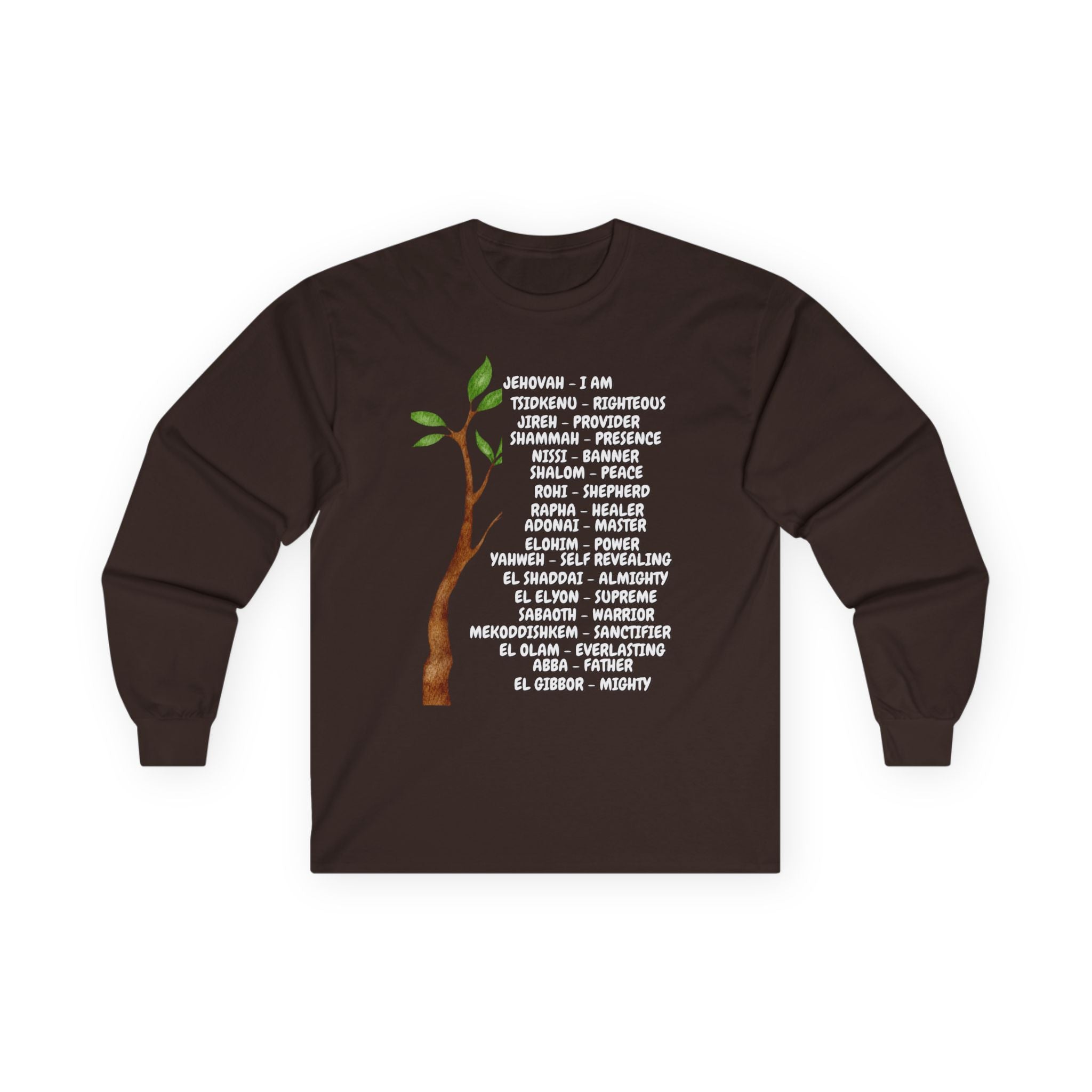 Characteristic Names of God Long Sleeve Tee - White