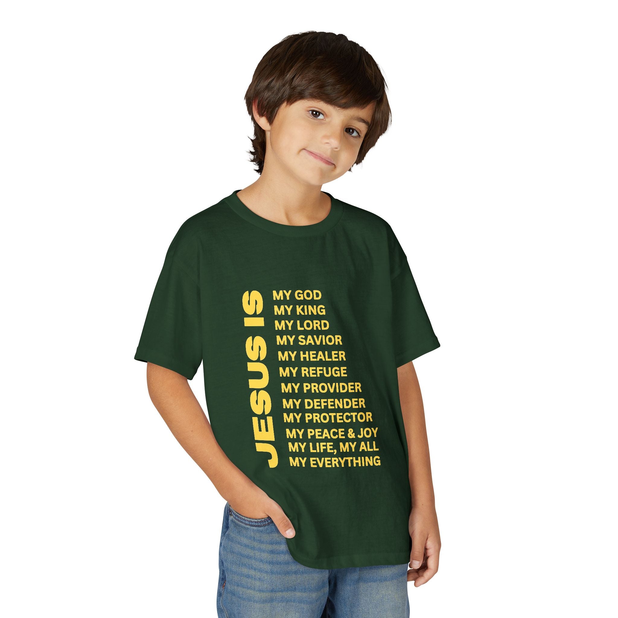 Christian JESUS IS Youth Short Sleeve - Yellow