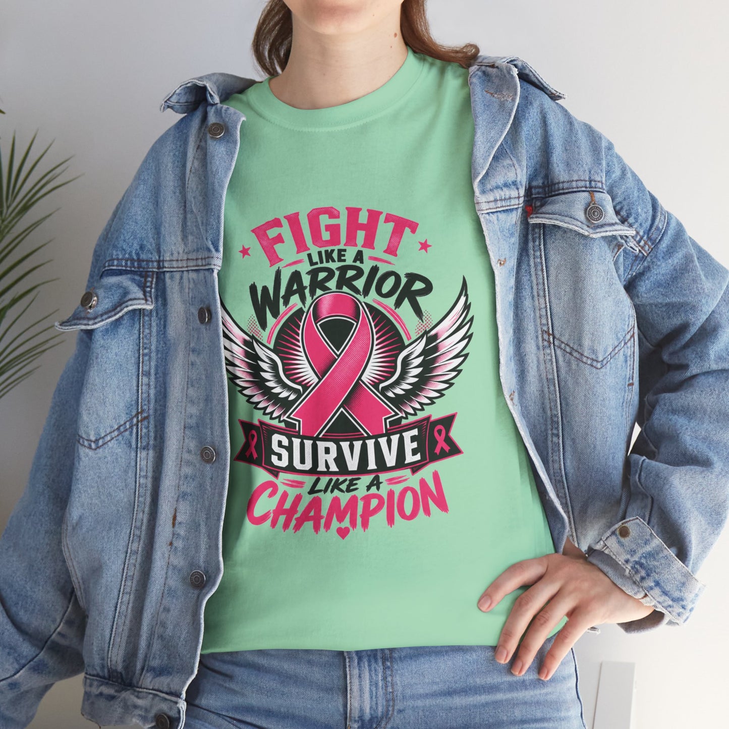 Fight Like a Warrior, Survive Like a Champion Breast Cancer Awareness T-Shirt