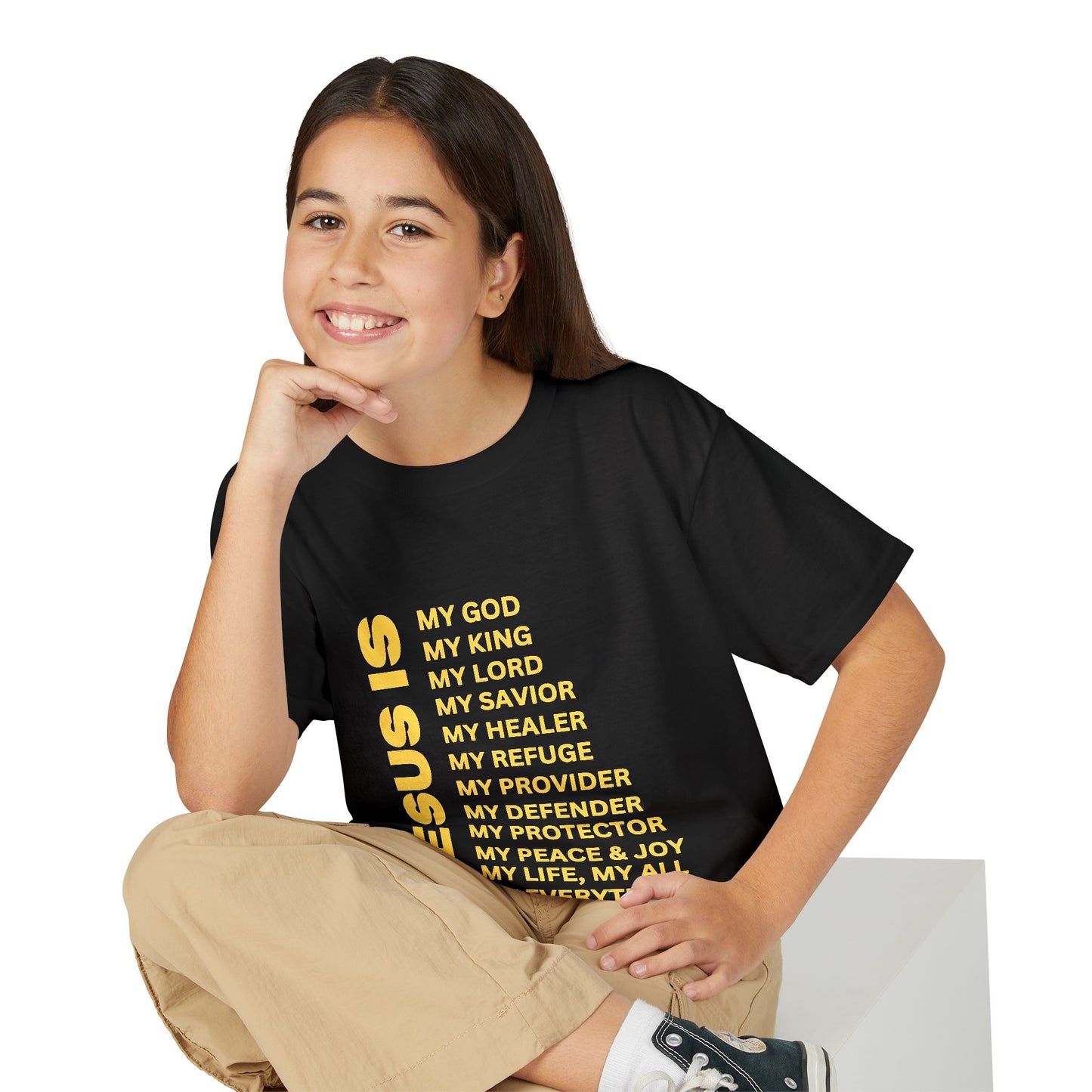 Christian JESUS IS Youth Short Sleeve - Yellow