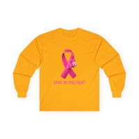 Breast Cancer Awareness Long Sleeve Tee — "Stay in the Fight" Pink Ribbon