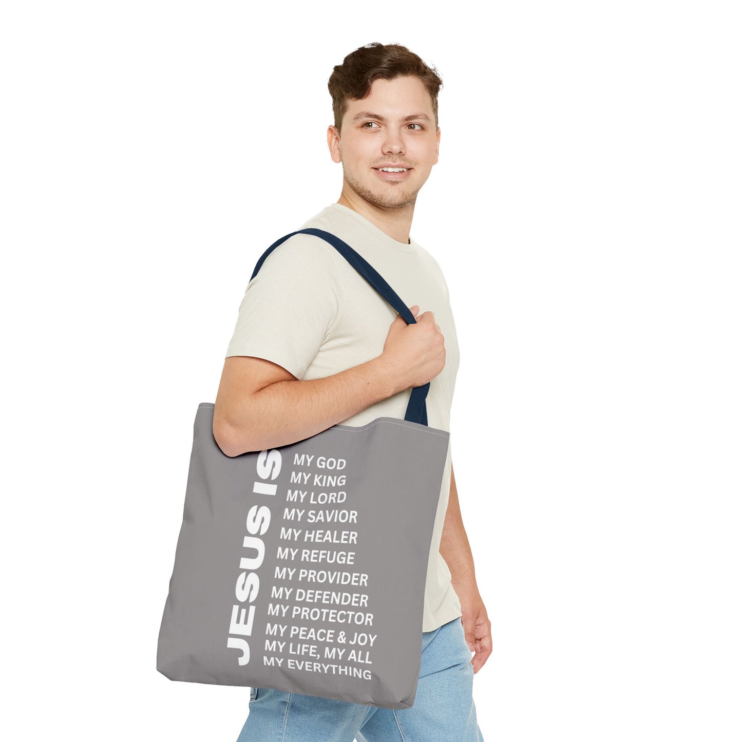 Christian JESUS IS Tote Bag - Grey