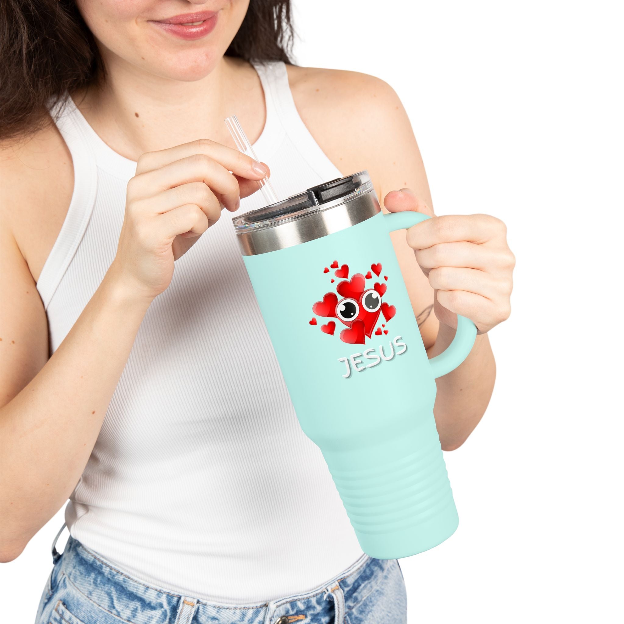 Eye Love Jesus White Insulated Travel Mug, 40oz White