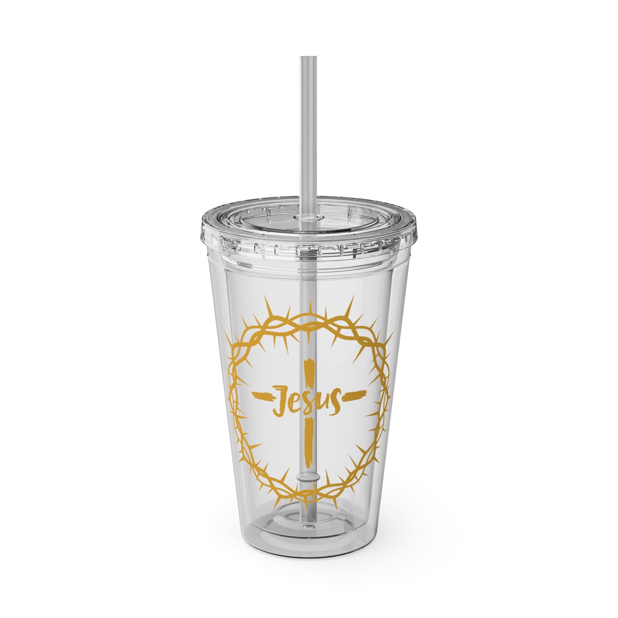 Jesus Crown of Thorns 16oz Tumbler with Straw