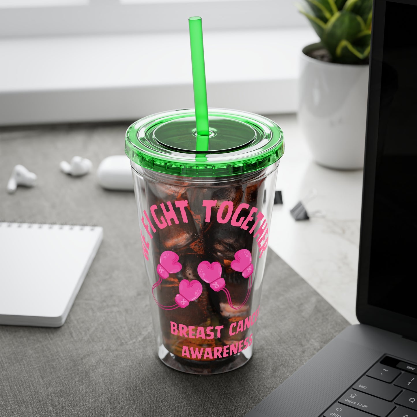 "We Fight Together" 16oz Tumbler with Straw Cup