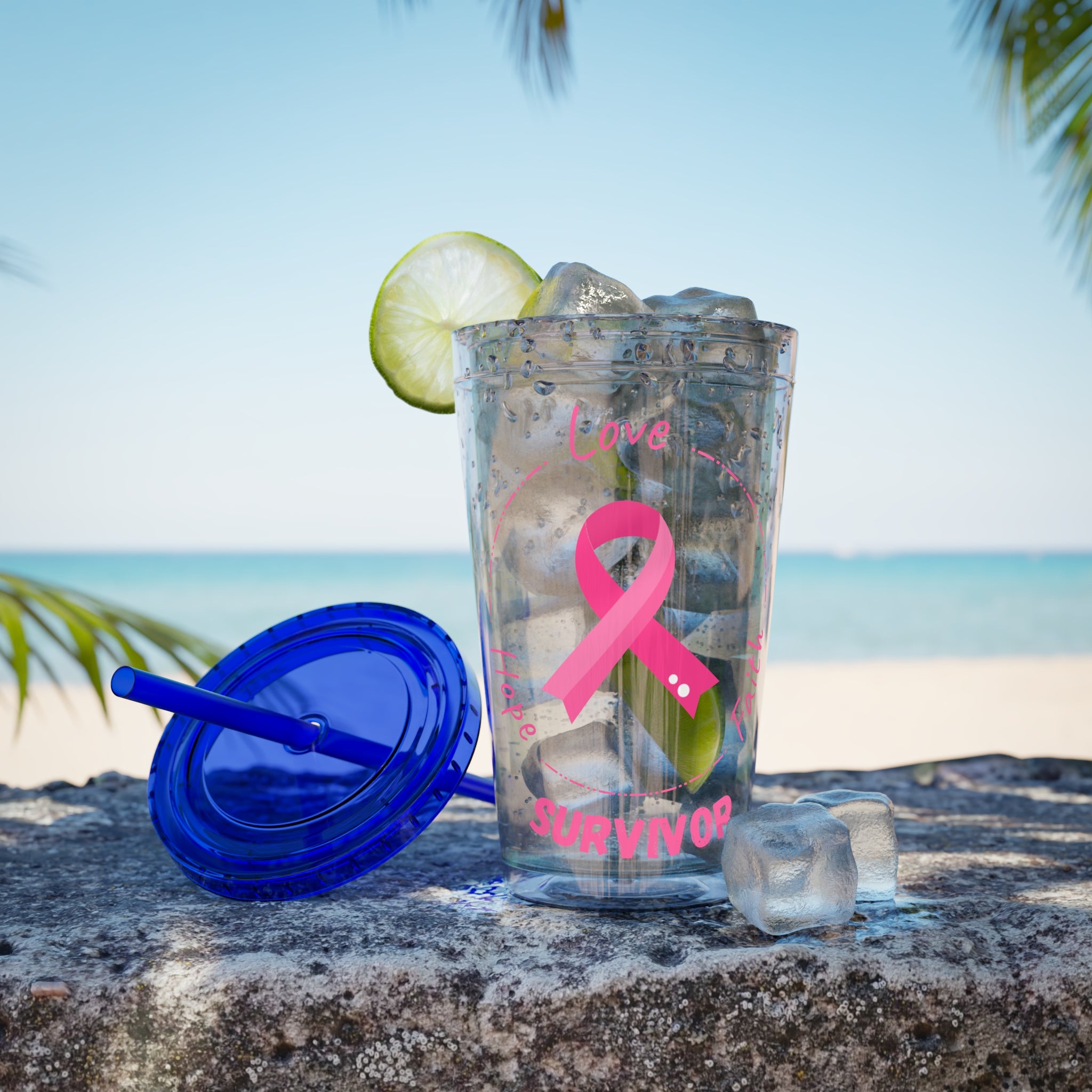 Breast Cancer Survivor 16oz Tumbler with Straw