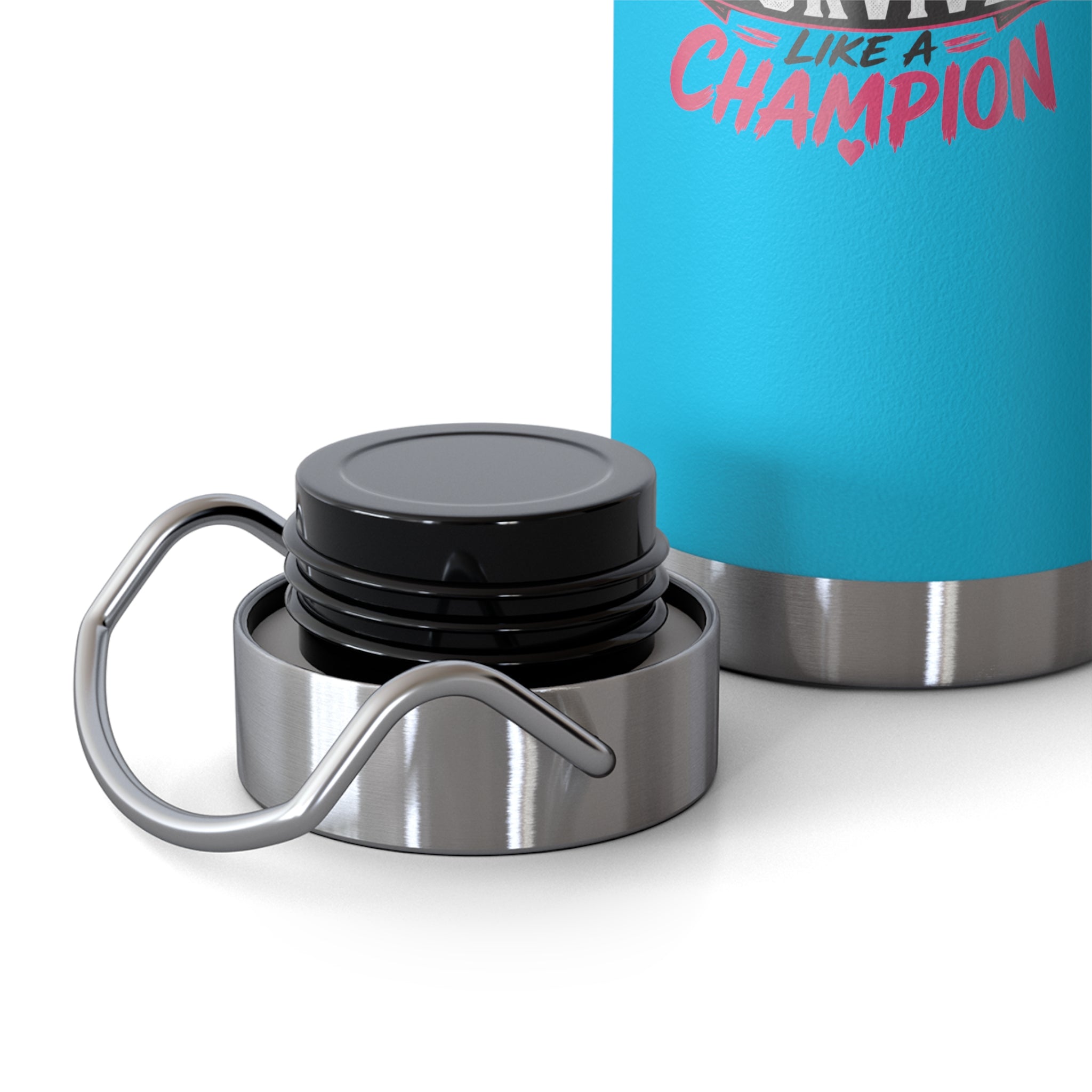 Fight Warrior Survive Champion Pink Ribbon 22oz Insulated Water Bottle