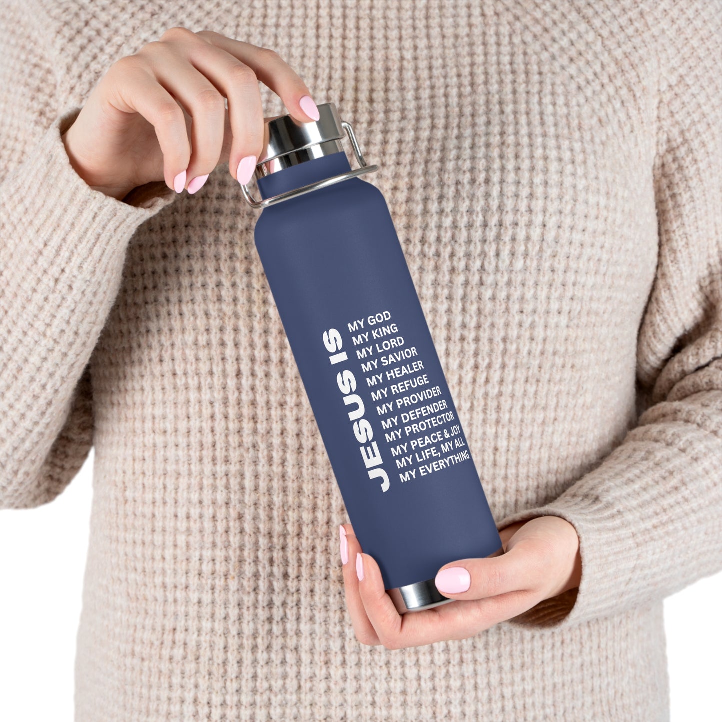 Christian JESUS IS 22oz Insulated Water Bottle - White