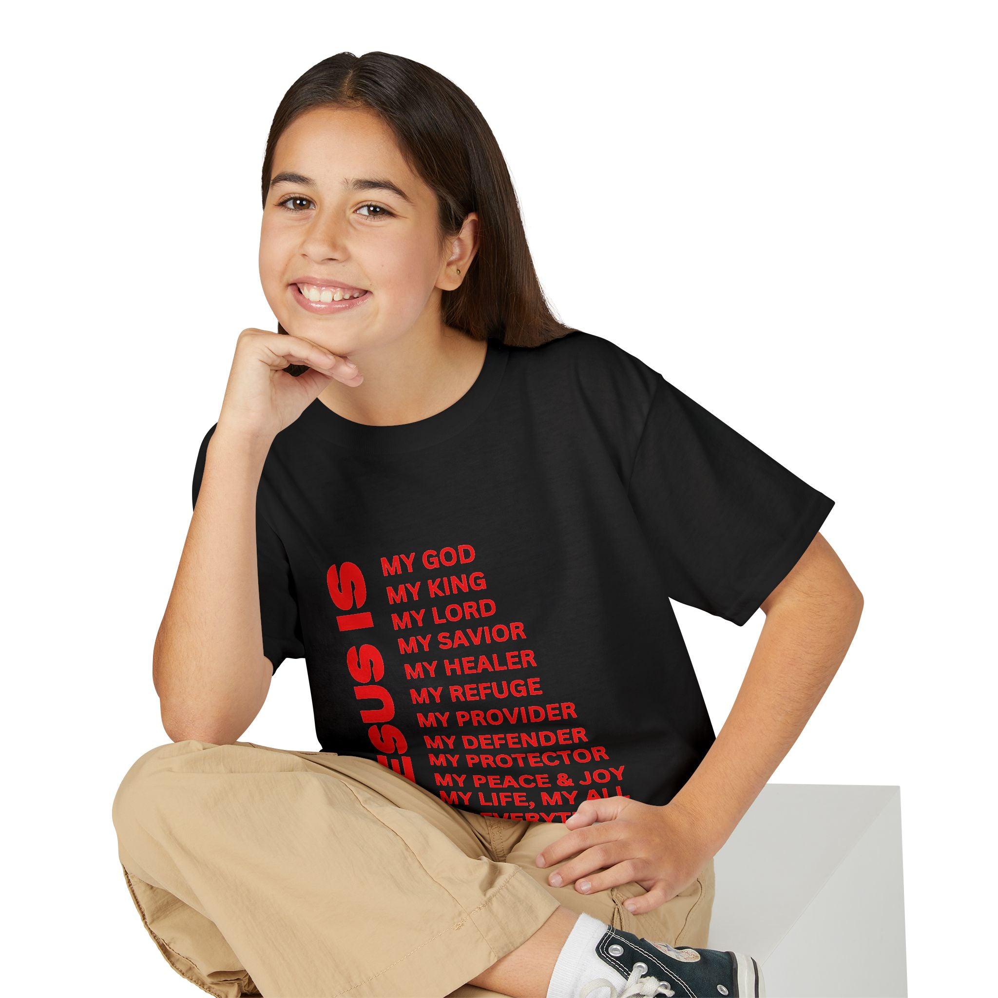 Christian JESUS IS Youth Short Sleeve - Red