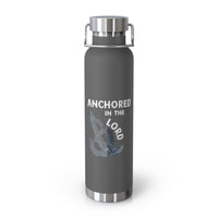 "Anchored in the Lord" 22oz Insulated Water Bottle — White