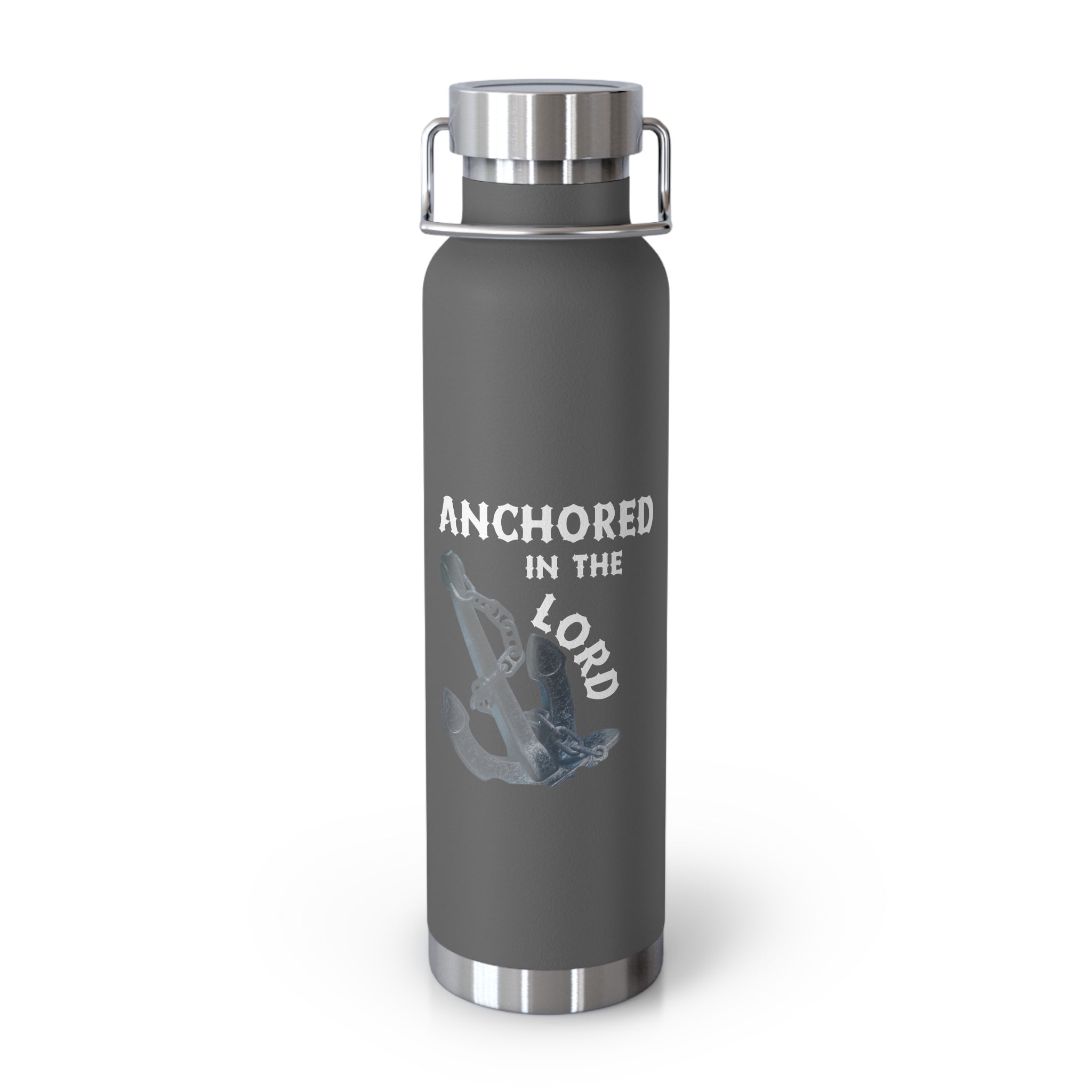 "Anchored in the Lord" 22oz Insulated Water Bottle — White