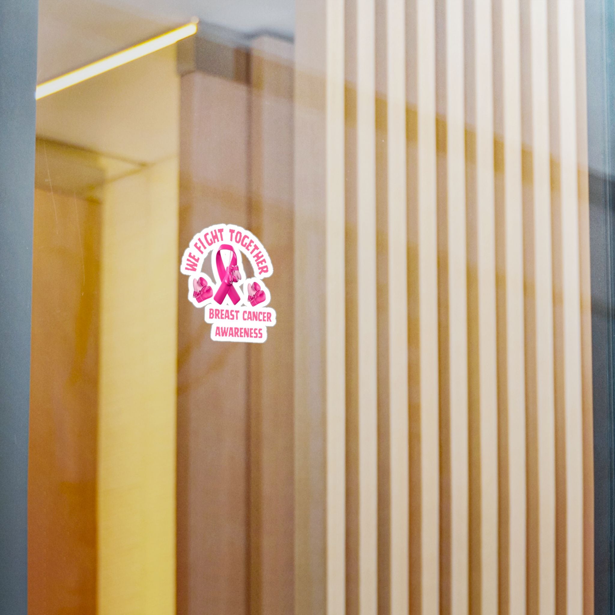 Breast Cancer Awareness Kiss-Cut Vinyl Decal — "We Fight Together" Pink Ribbon
