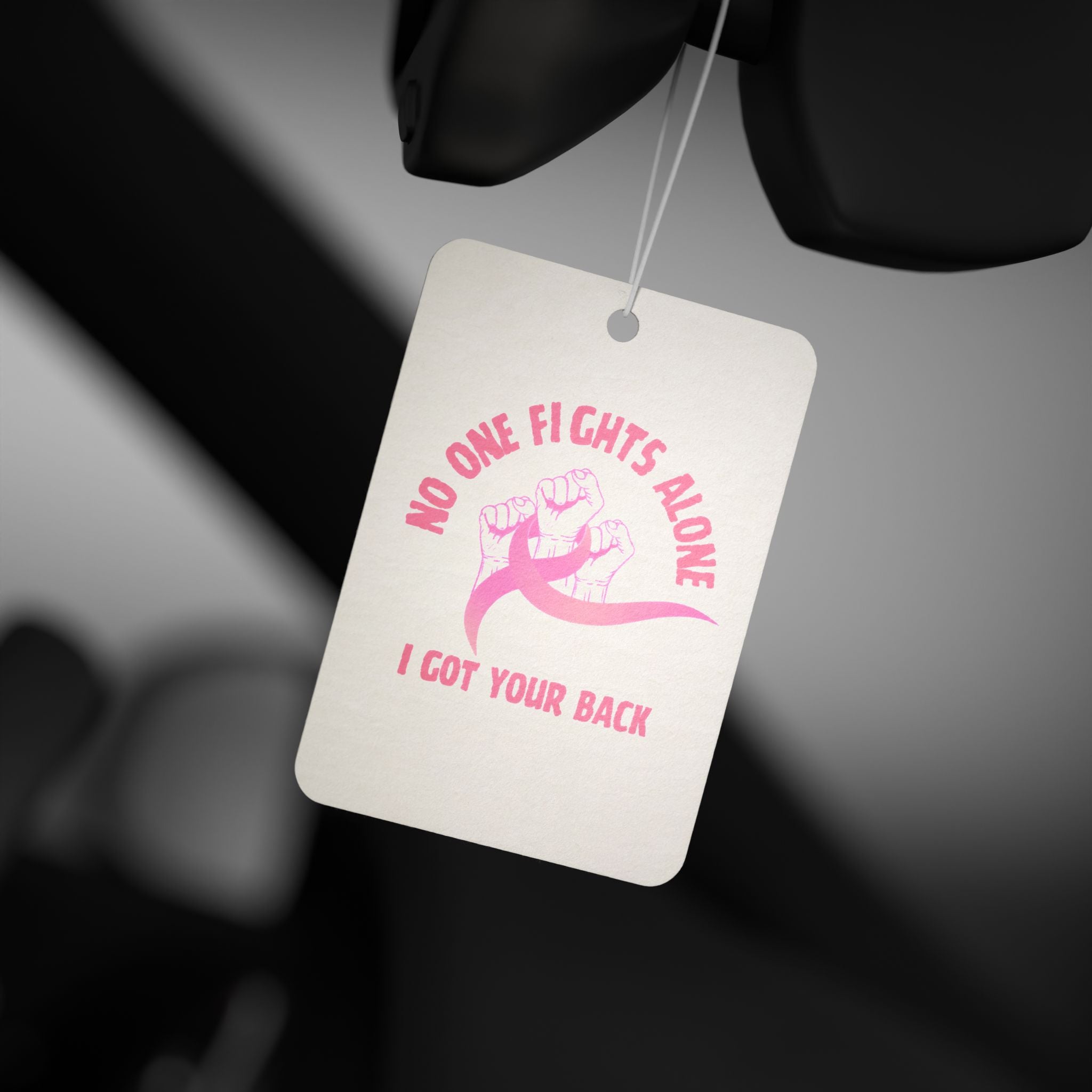 Car Air Freshener — "No One Fights Alone" Pink Support Ribbon Scented Air Freshener