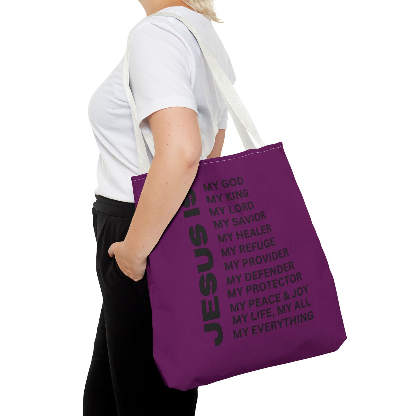 Christian JESUS IS Tote Bag - Purple
