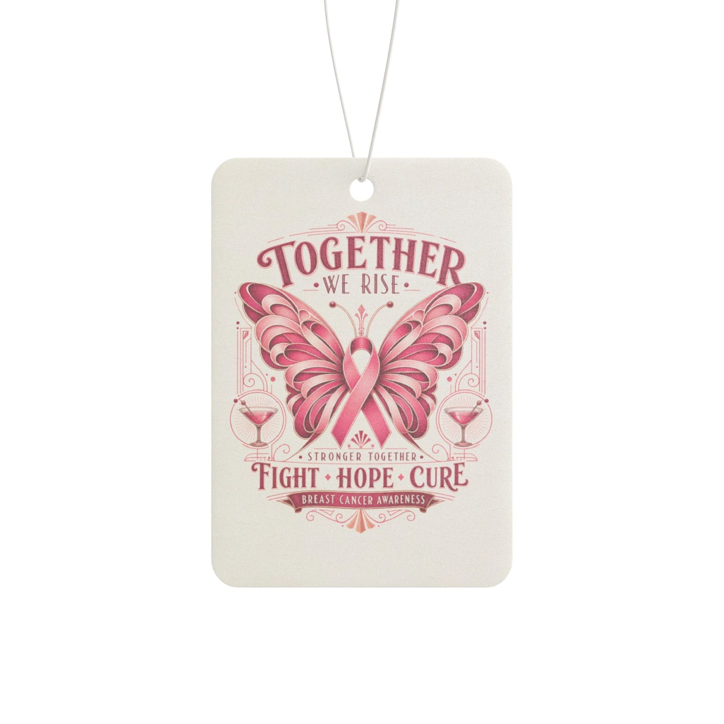 Together We Rise Car Air Freshener Pink Ribbon Butterfly