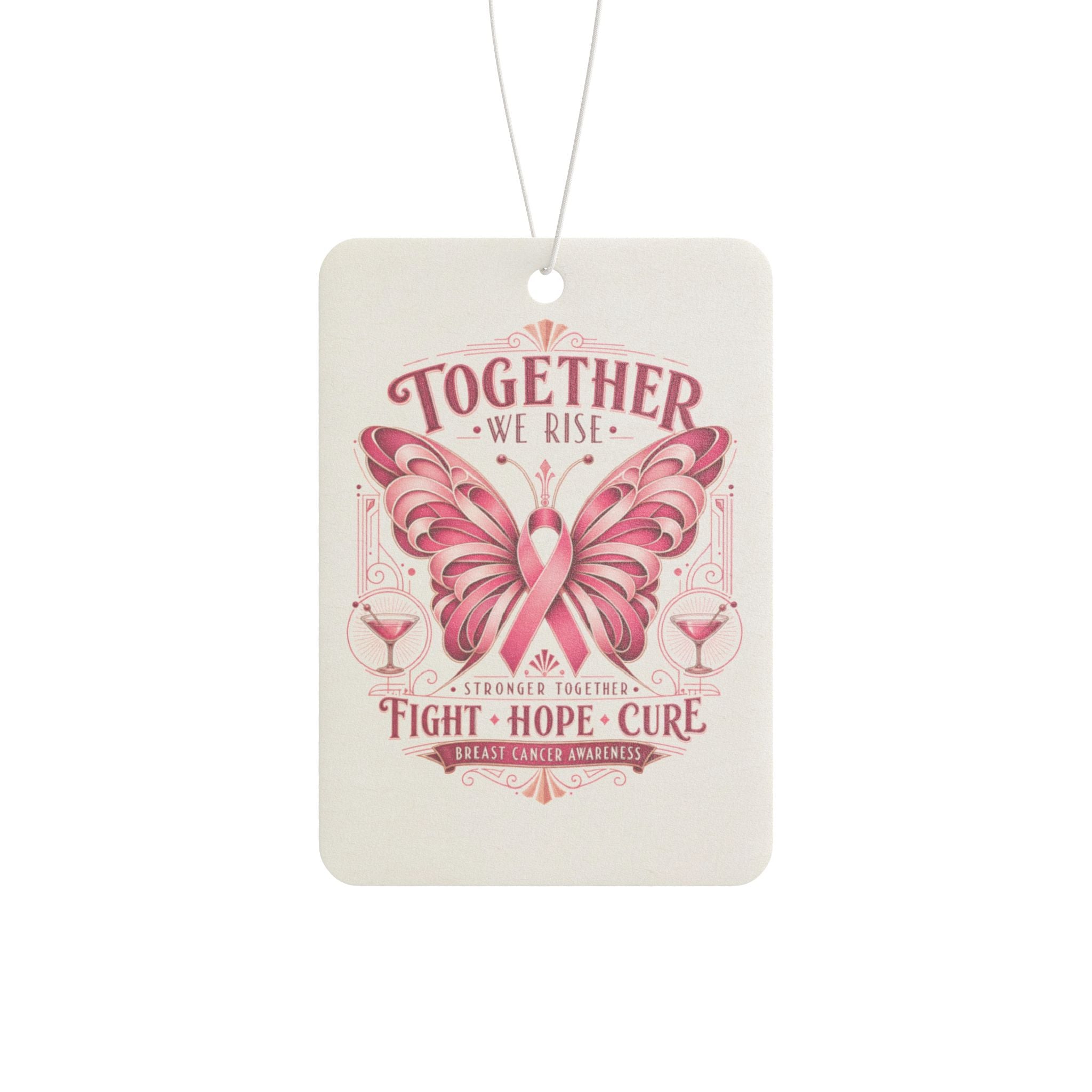 Together We Rise Car Air Freshener Pink Ribbon Butterfly