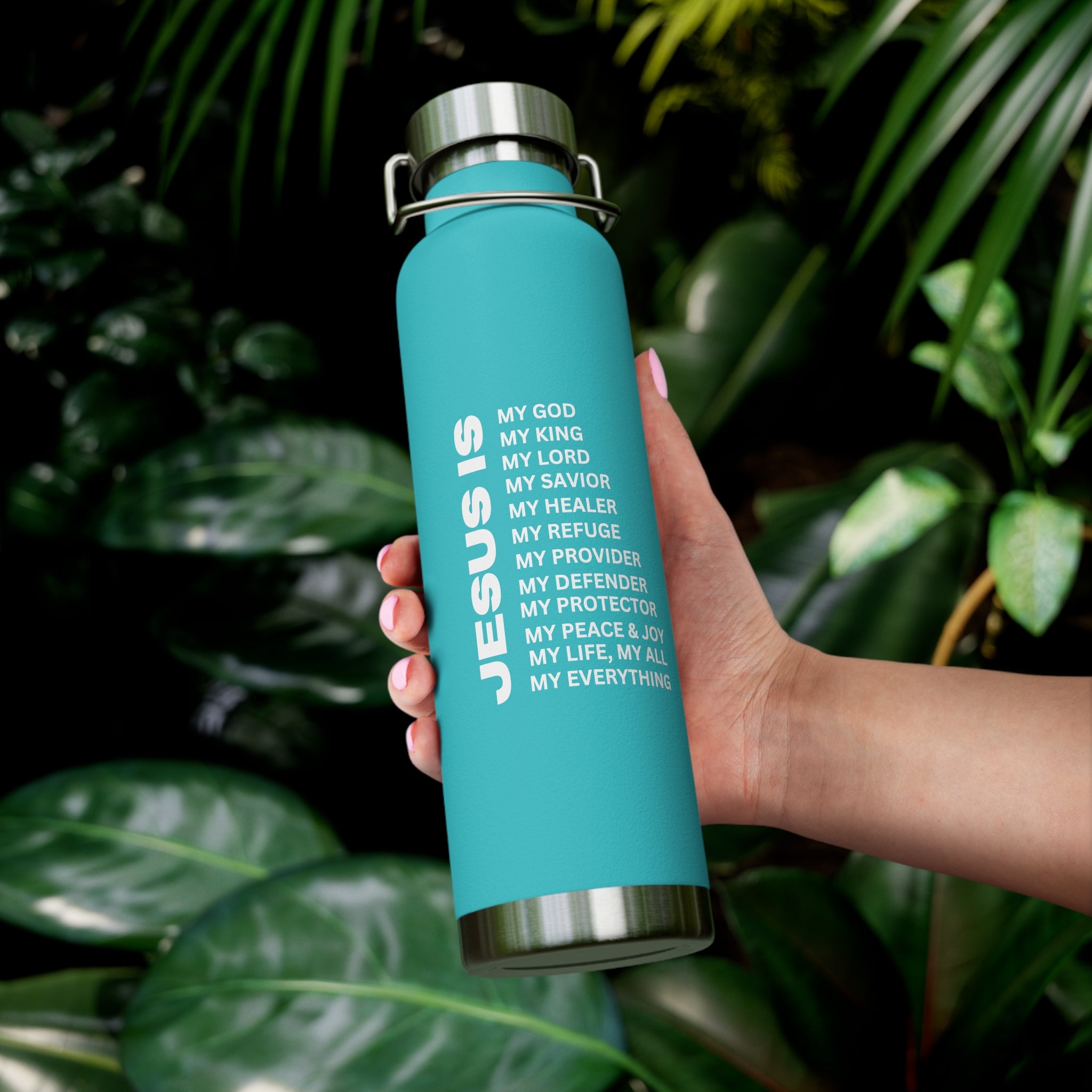 Christian JESUS IS 22oz Insulated Water Bottle - White
