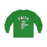 Faith Long-Sleeve Cotton Tee – Forget About Impossible, Trust Him