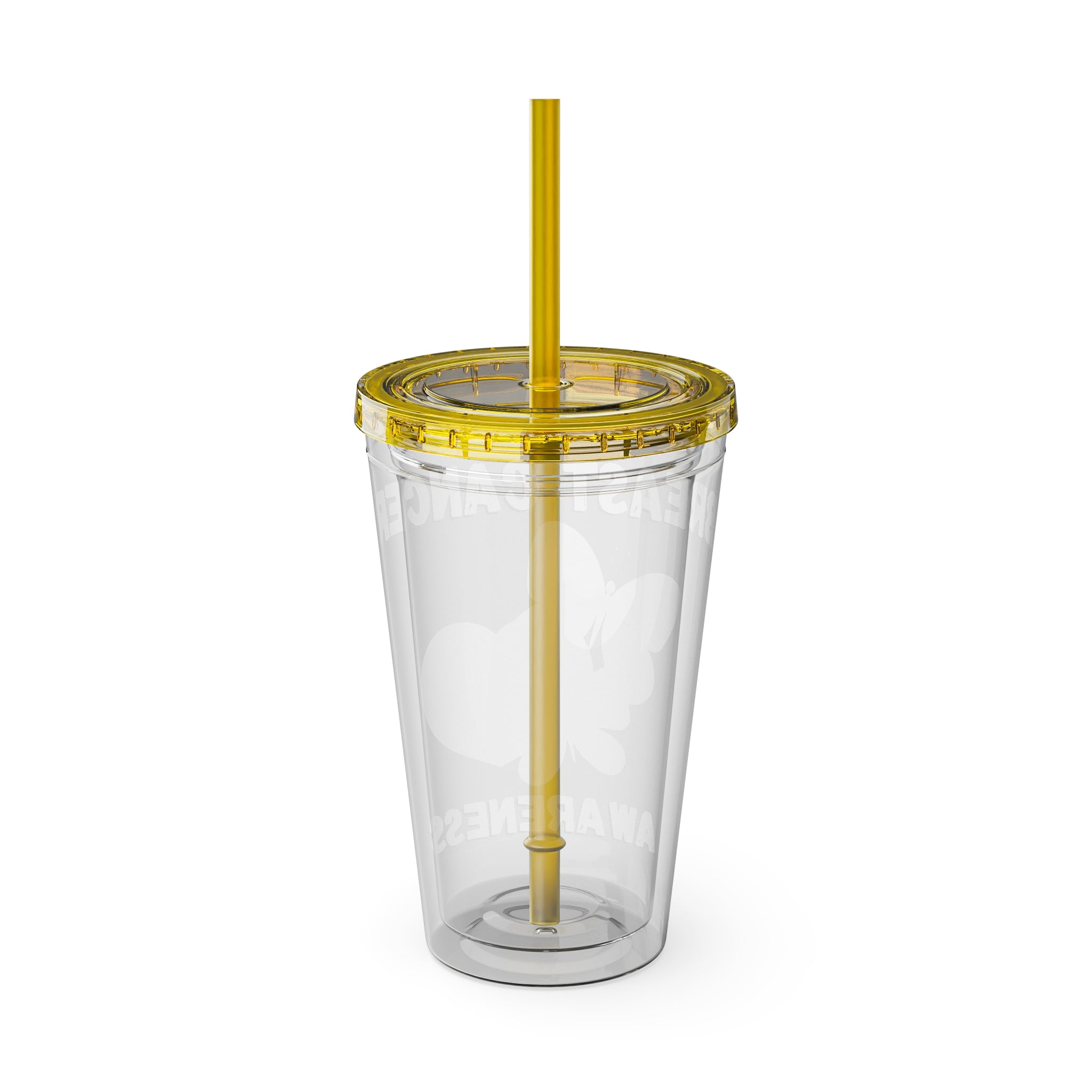 Breast Cancer Awareness 16oz Tumbler with Straw - Butterfly, Heart