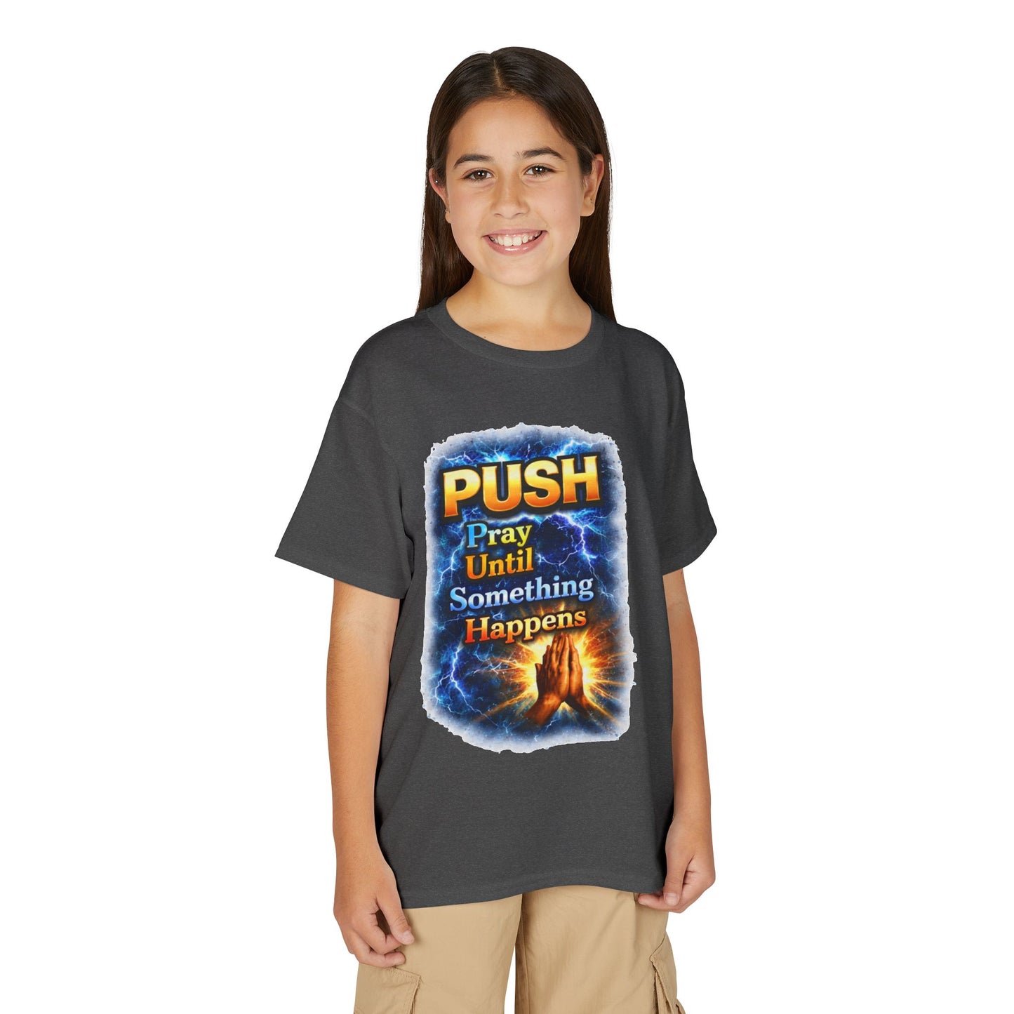"Push: Pray Until Something Happens" Youth T-shirt - Hands
