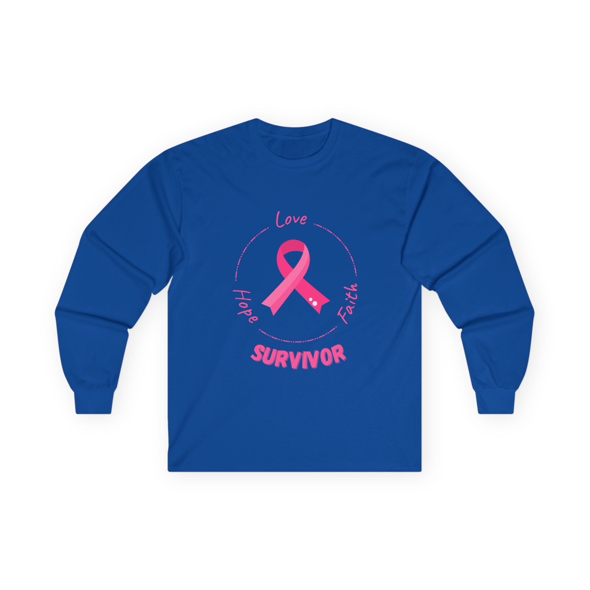 Breast Cancer Survivor Long Sleeve Tee — Pink Ribbon “Survivor”