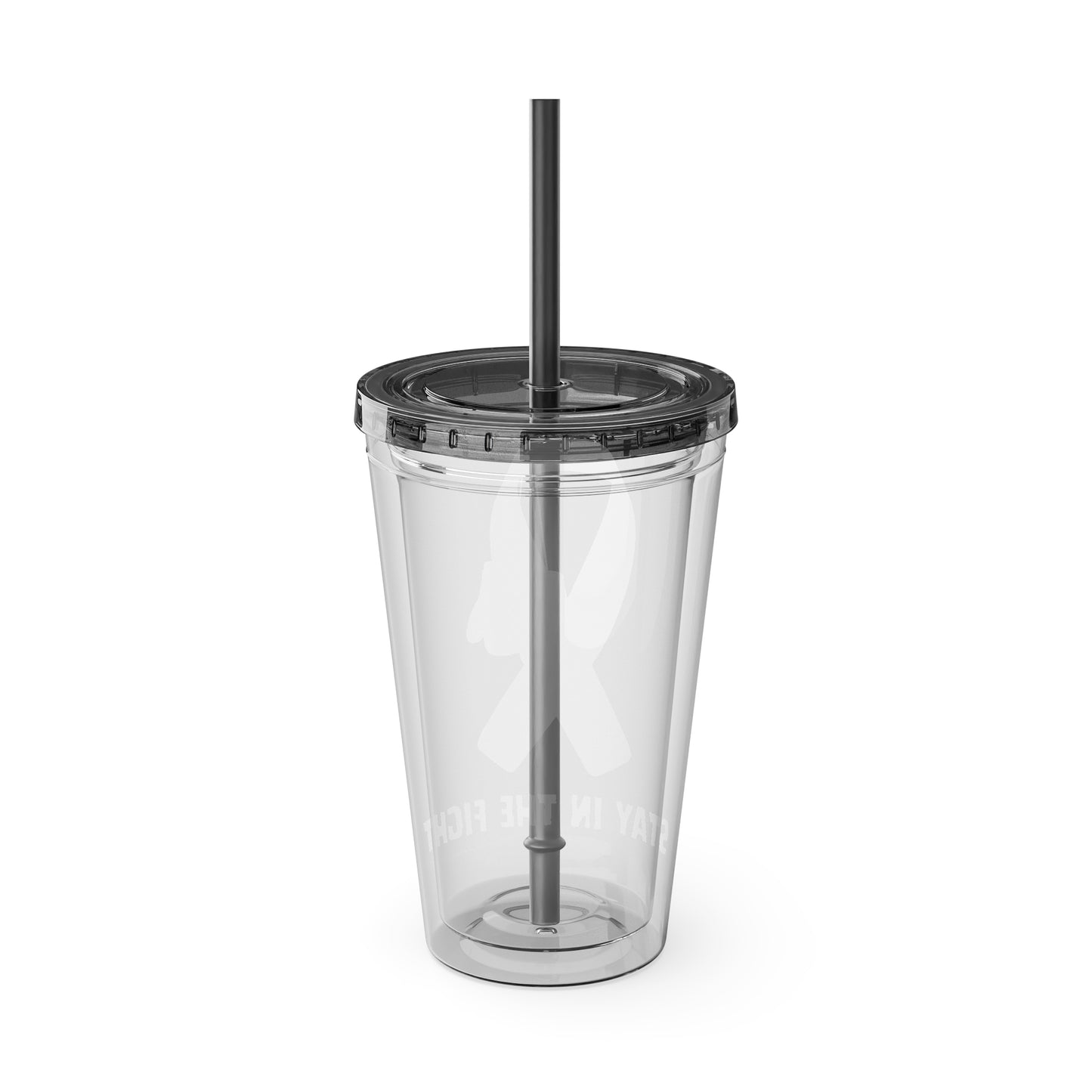 Pink Ribbon “Stay in the Fight” 16oz Tumbler with Straw